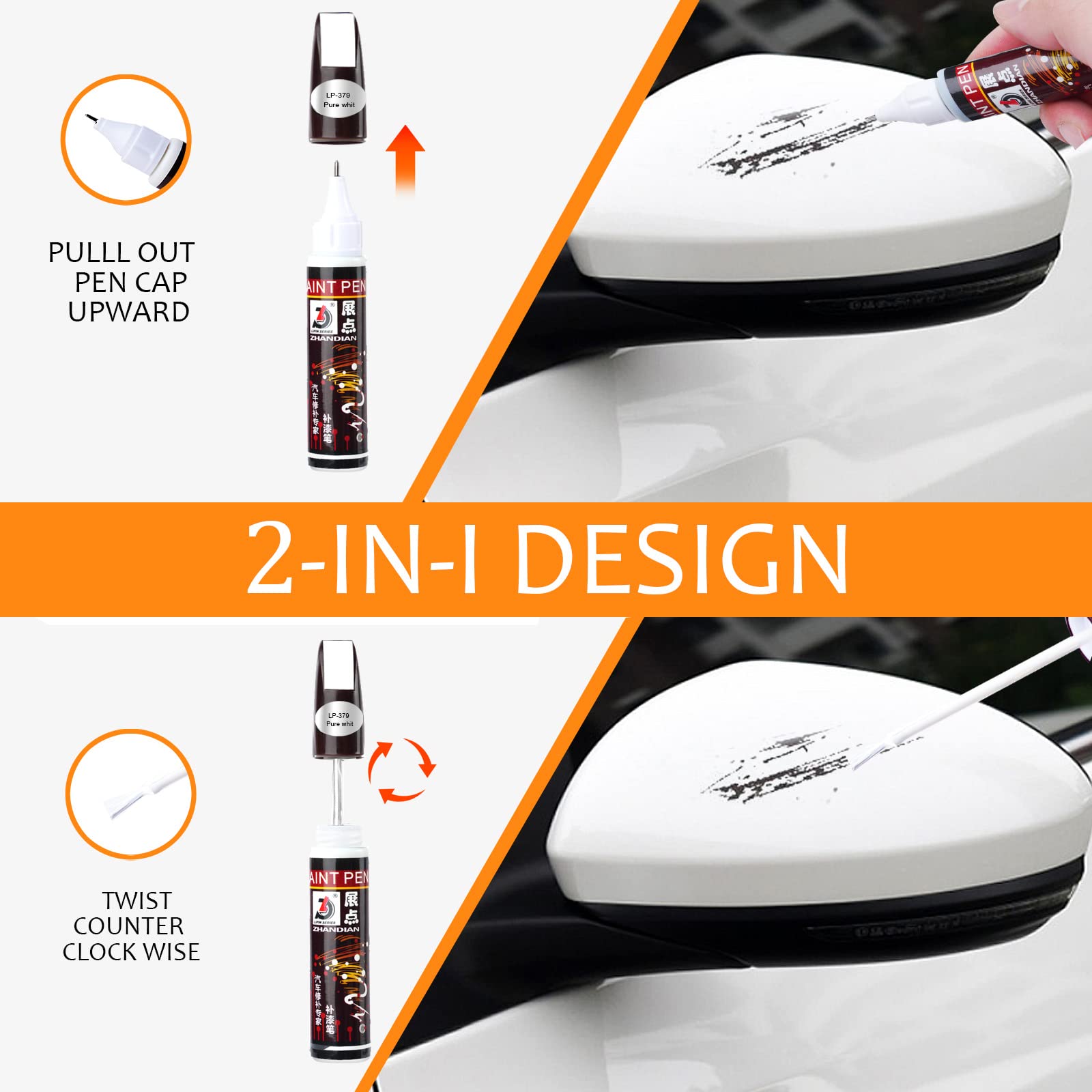 Touch Up Paint Pen For Cars Scratch Removal Repair, Wheel Fill Paint Pen Black/White/Multi-Color Optional For Various Cars (Sliver Black)