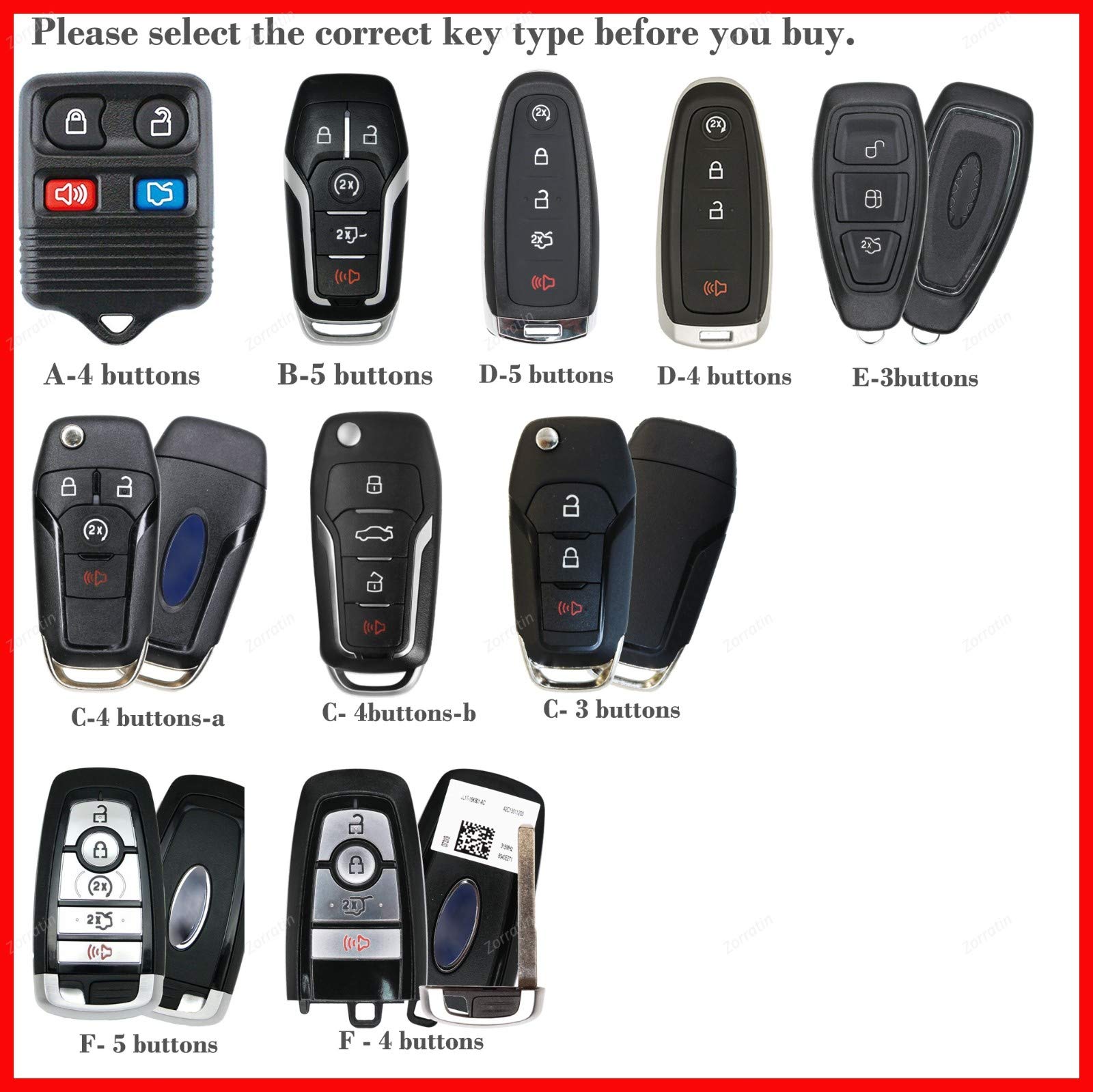 Carbon Silicone Key Fob Cover Protector for Ford Focus Edge Escape Explorer Expedition Taurus & Lincoln MKT MKX Navigator