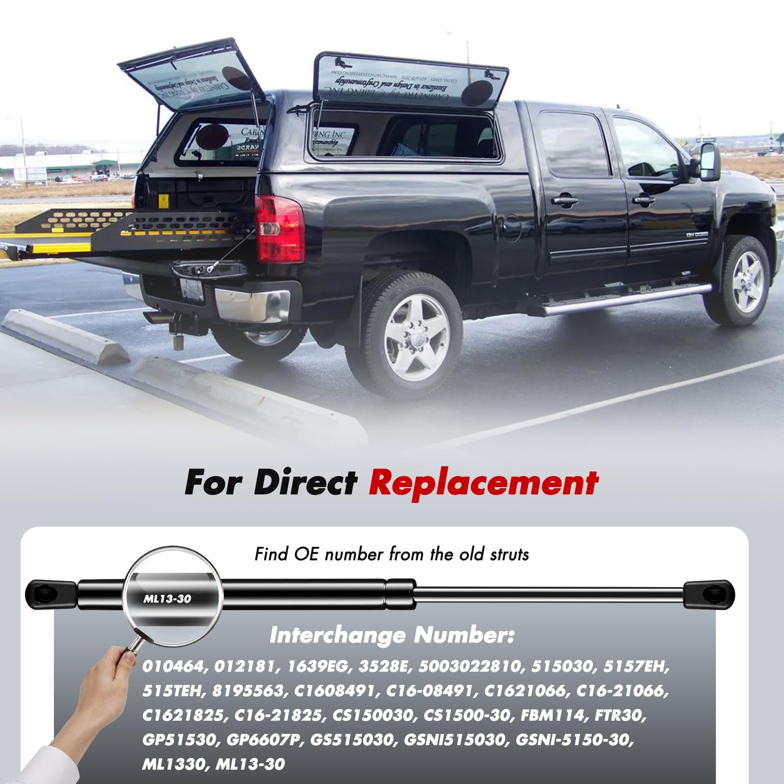 Vepagoo C16-08491 15 Inch 30Lb/133N Gas Struts Shocks Lift Support For Snugtop Are Leer Camper Topper Shell Rear Window Truck Ca