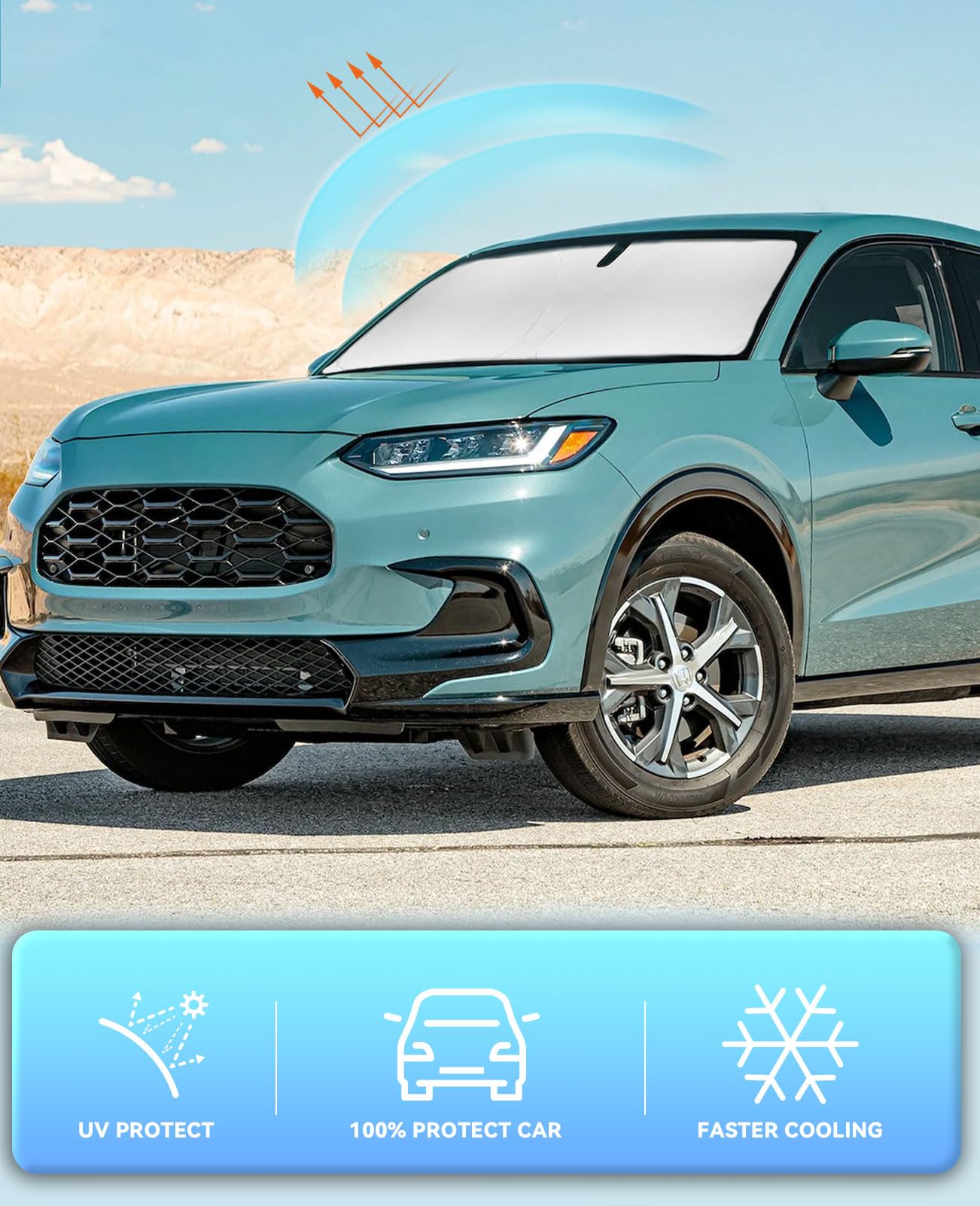 Sun Shade For Hrv Windshield Sunshades Cover For 2021-2023 2024 2025 Honda Hr-V Lx Sport Ex Ex-L Accessories Foldable Front Wind