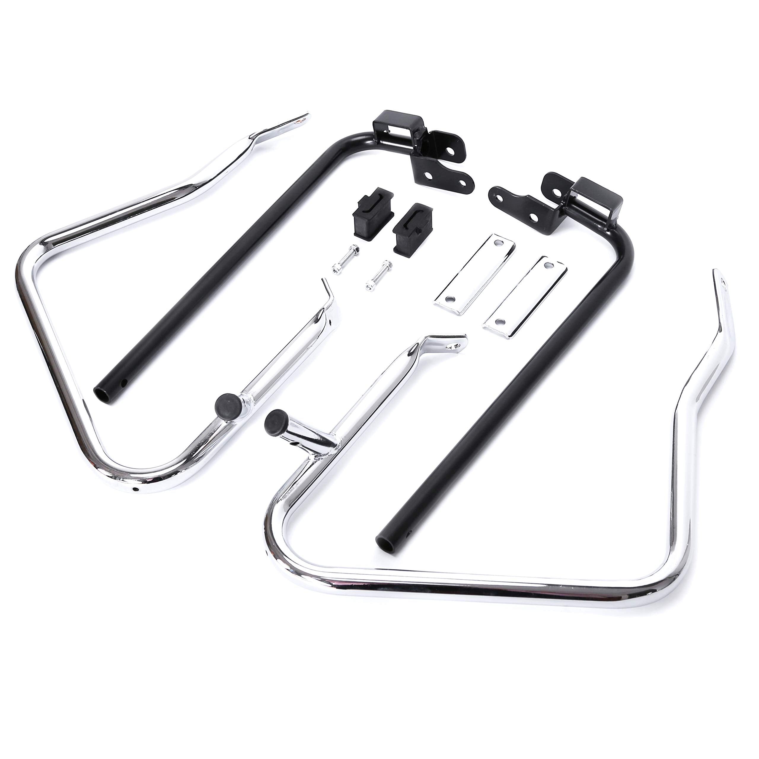 ECOTRIC Saddlebag Bracket Guard Bars Compatible with 2014-2024 Harley Davidson Touring Street Road Glide FLH Saddle Bags Guard Support Bar Mount Chrome & Black