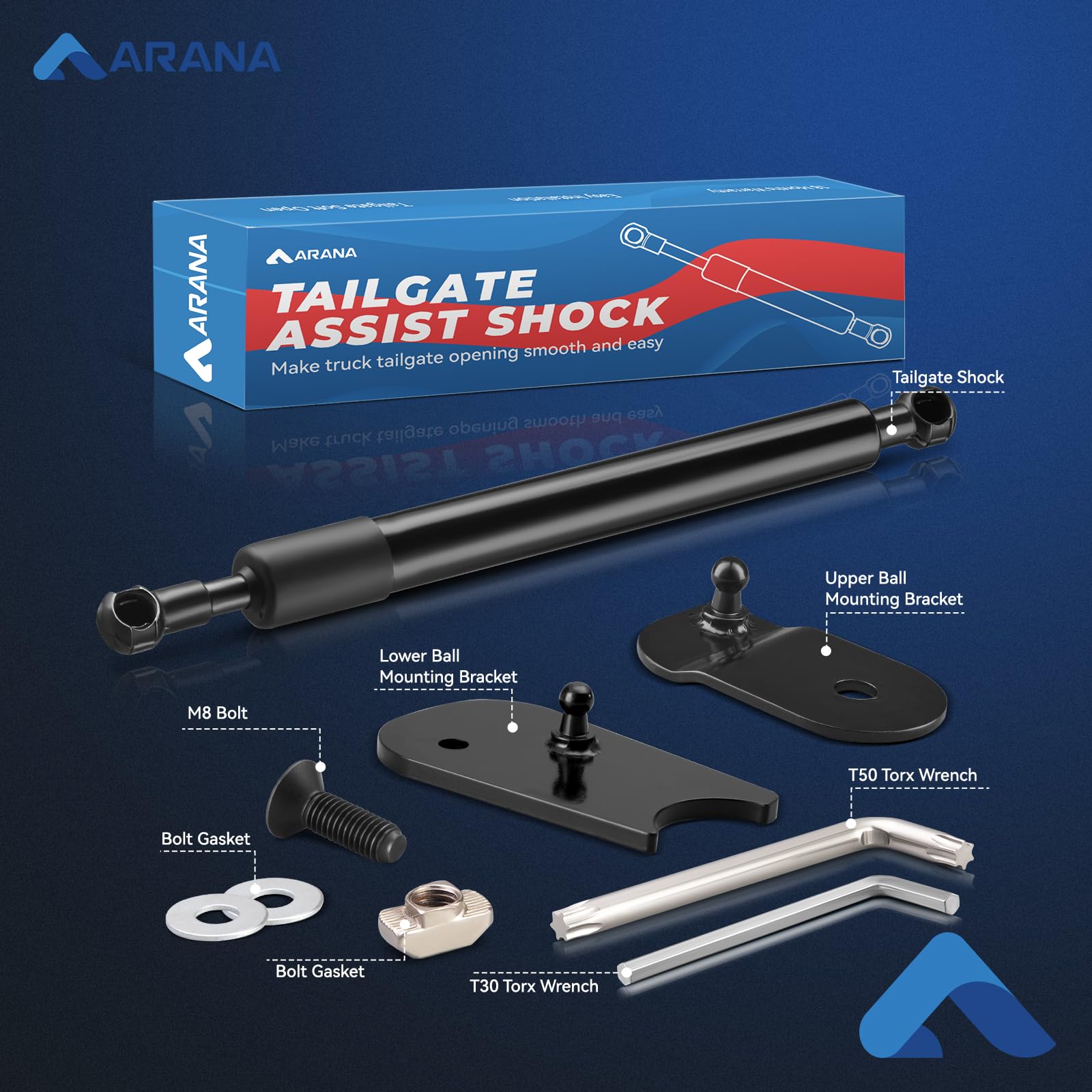 ARANA Truck Tailgate Assist Shock Absorber Strut Fits for 2022 2023 2024 Ford Maverick 43207 Truck Tailgate Damper Kit, Black