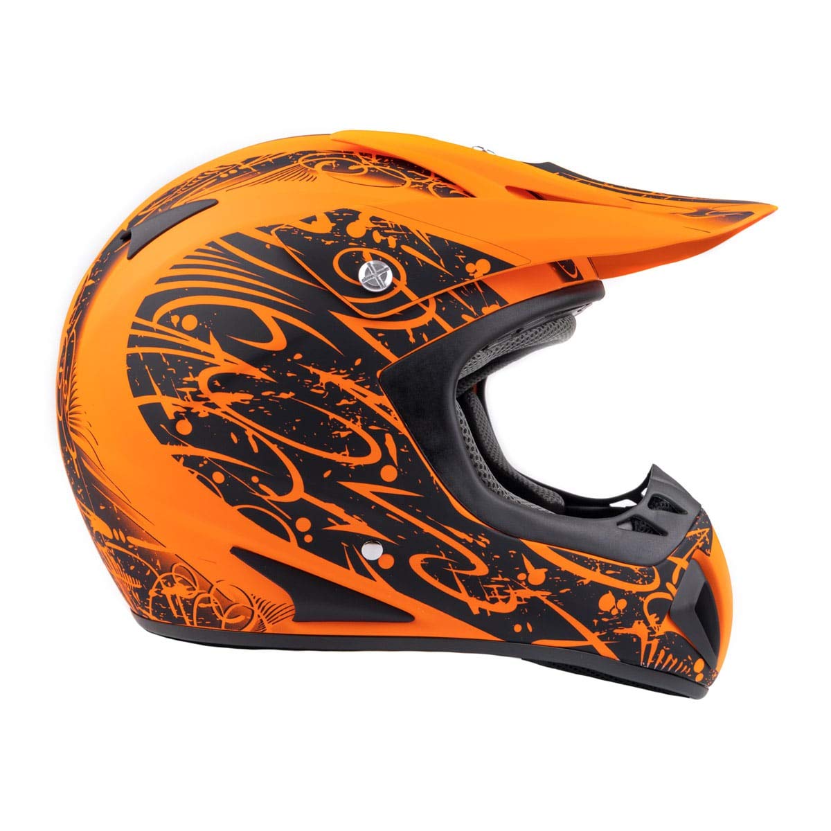 Typhoon Adult Atv Mx Helmet Goggles Gloves Gear Combo Matte Orange W/ Black ( Small )