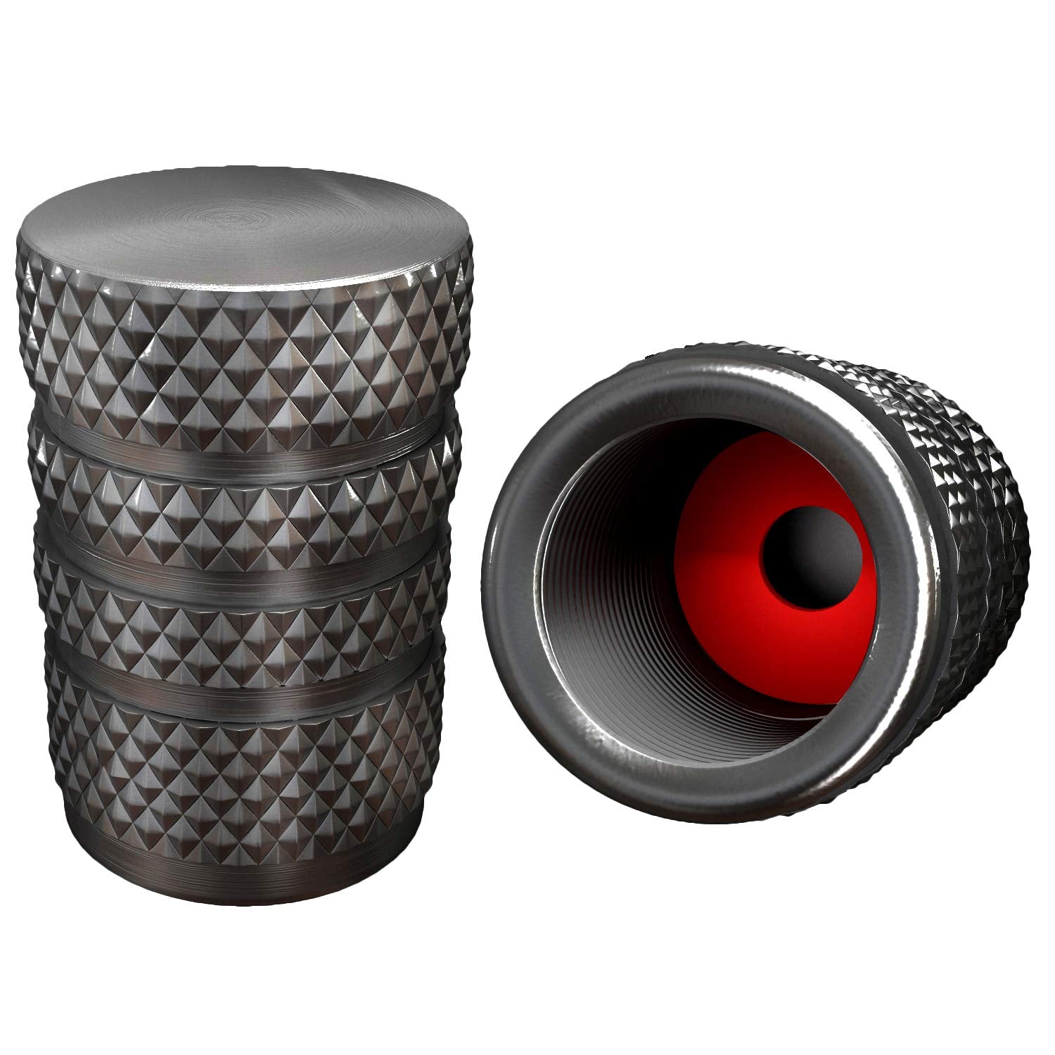 Samikiva (12 Pack) Aluminum Tire Valve Stem Caps, Metal With Rubber Ring, Dust Proof Cover Universal Fit For Cars, Suvs, Bike And Bicycle, Trucks, Motorcycles Metal (Gray (12 Pack))