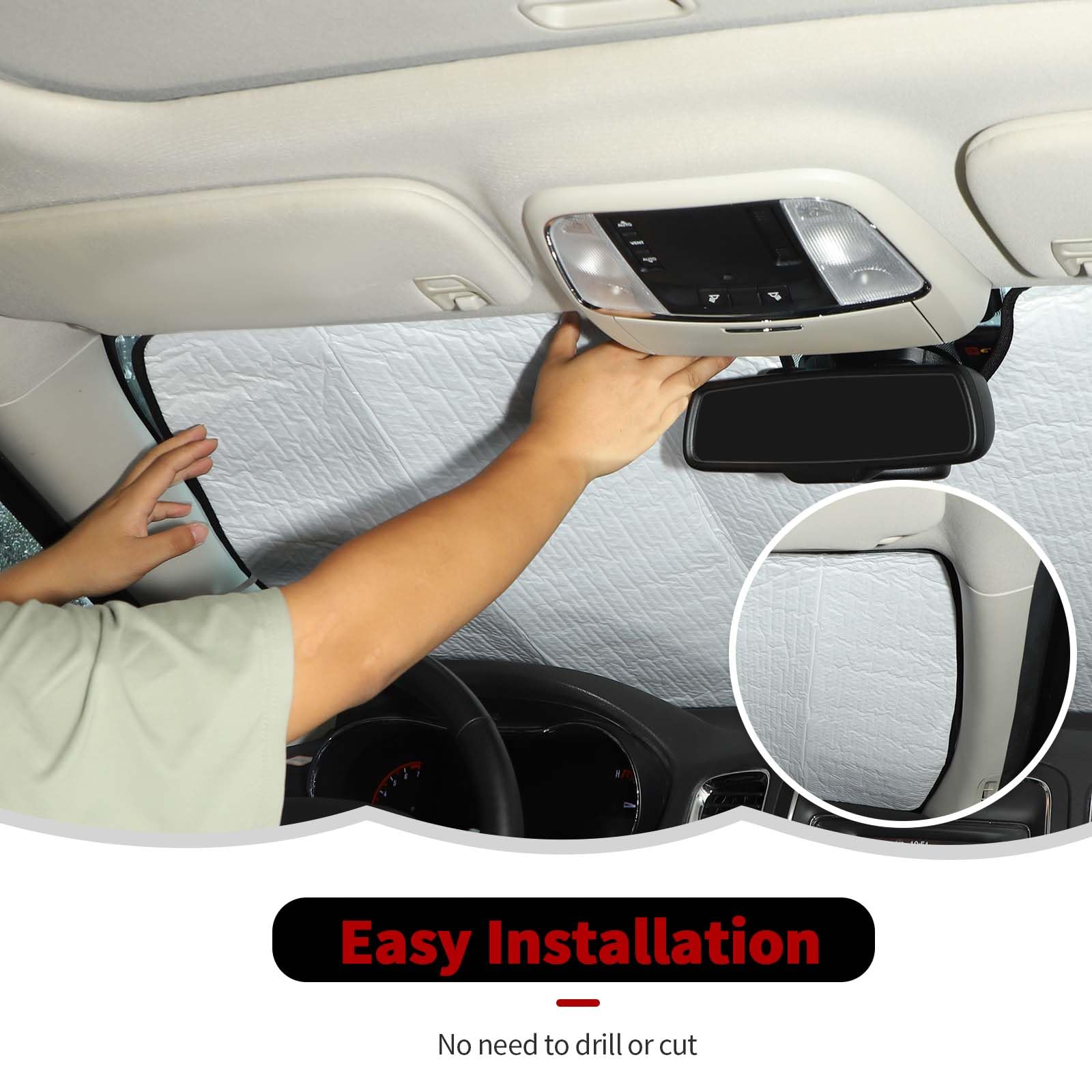 RT-TCZ Windshield Sunshade Sun Shade Heat Shield Window Sun Visor Mat for Dodge Durango 2011-2024,Silver