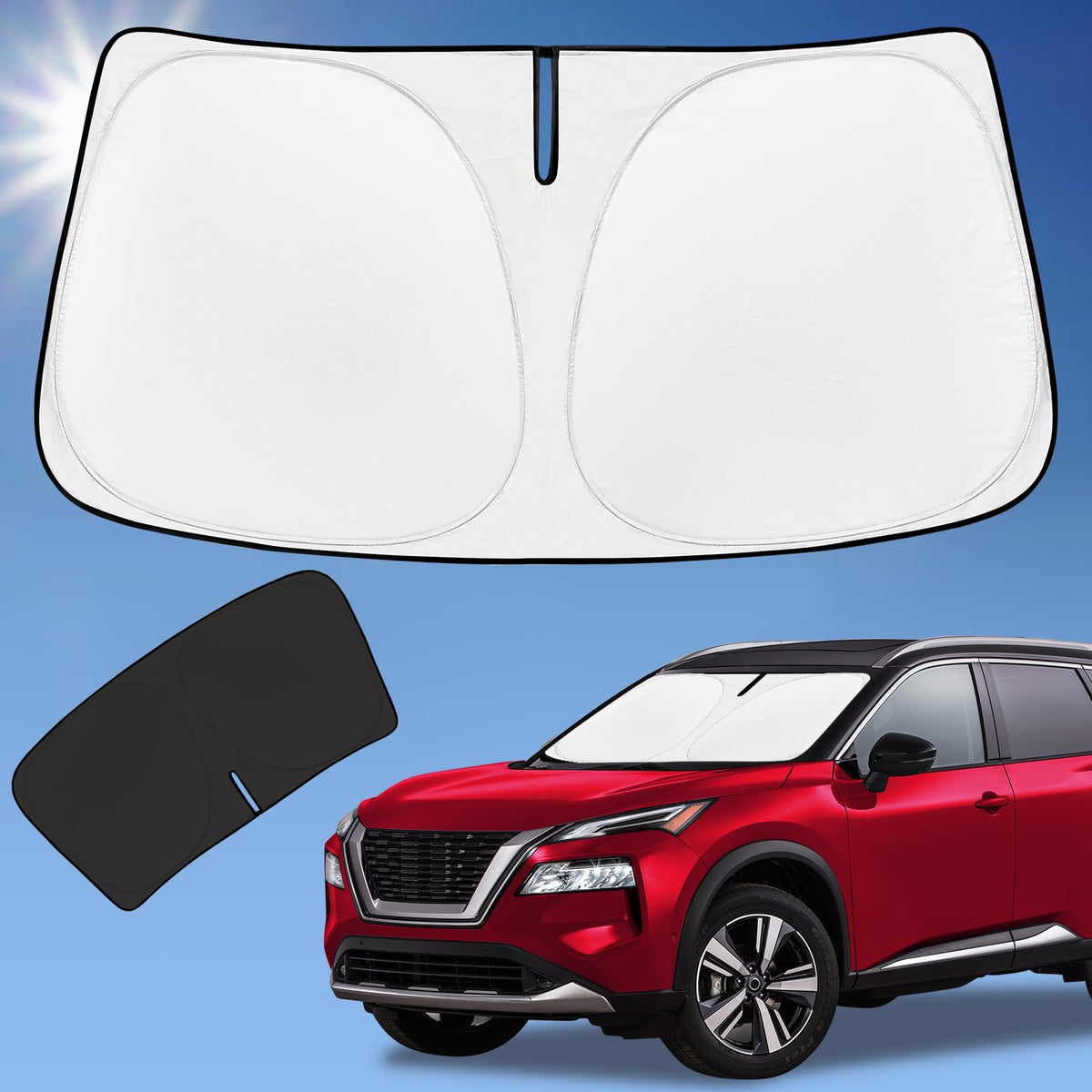 Sun Shade Sunshade Compatible With Nissan Rogue Windshield Cover, 4-Layer Front Window Shade For Rogue 2014-2022 (Not For Rogue