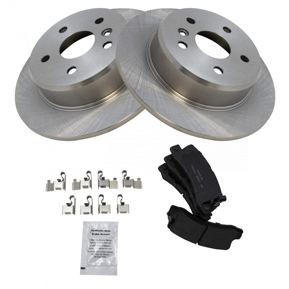 TRQ Rear Brake Pad & Rotor Kit Brake Pads Brake Rotor Ceramic Compatible with 1999-2003 Lexus RX300
