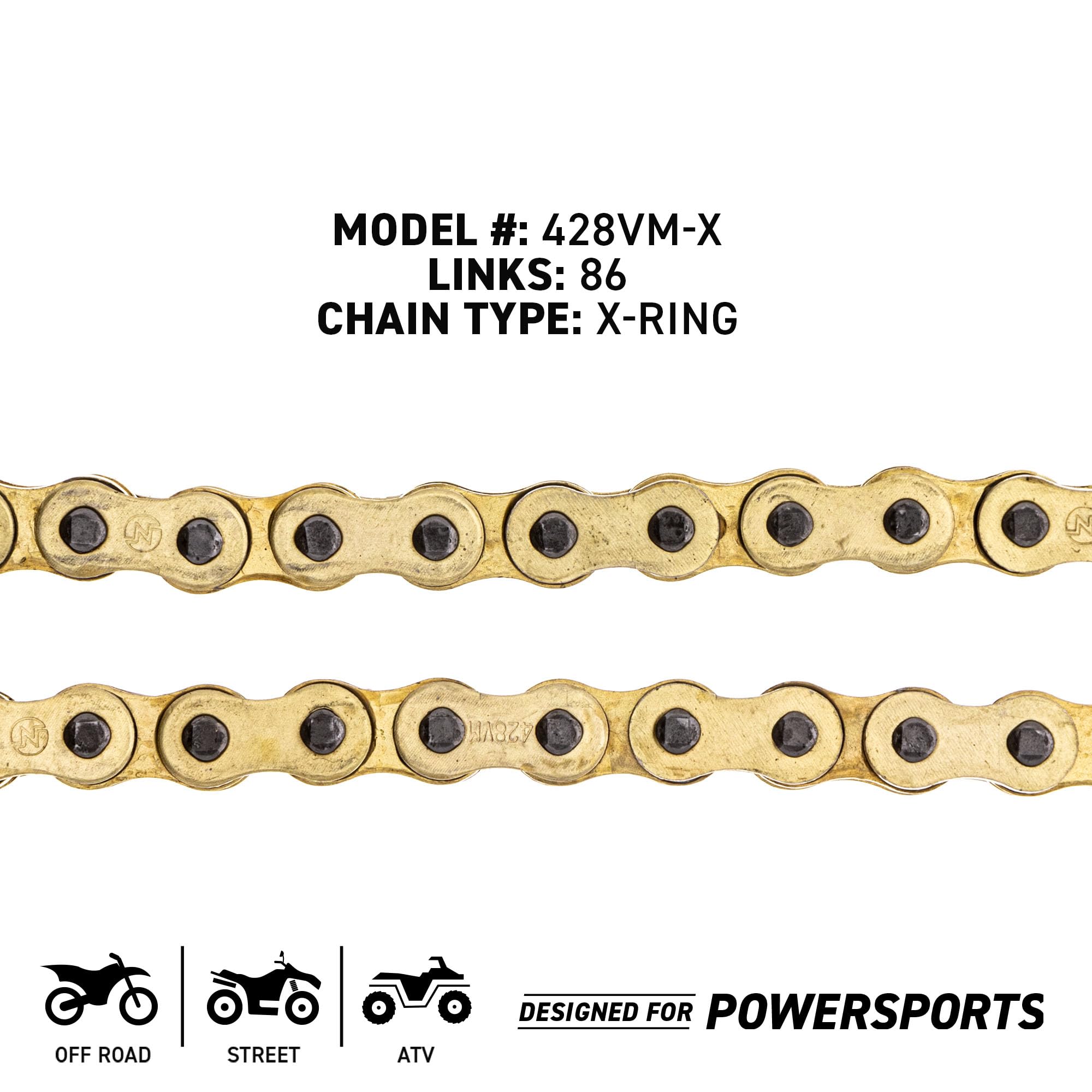 Niche Gold 428 X-Ring Chain 86 Links With Connecting Master Link