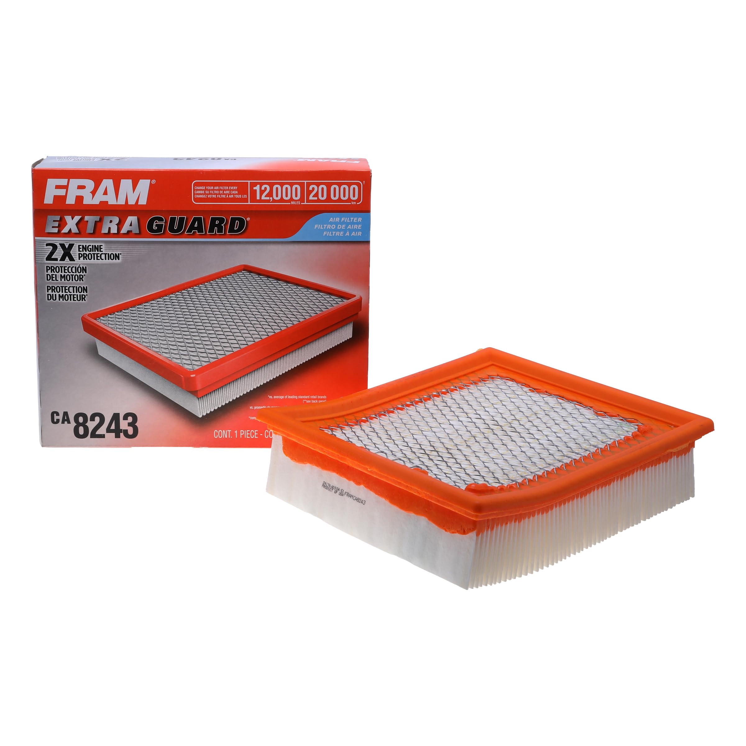 Fram Extra Guard Ca8243 Replacement Engine Air Filter For Select Ford, Mazda, And Mercury Models, Provides Up To 12 Months Or 12