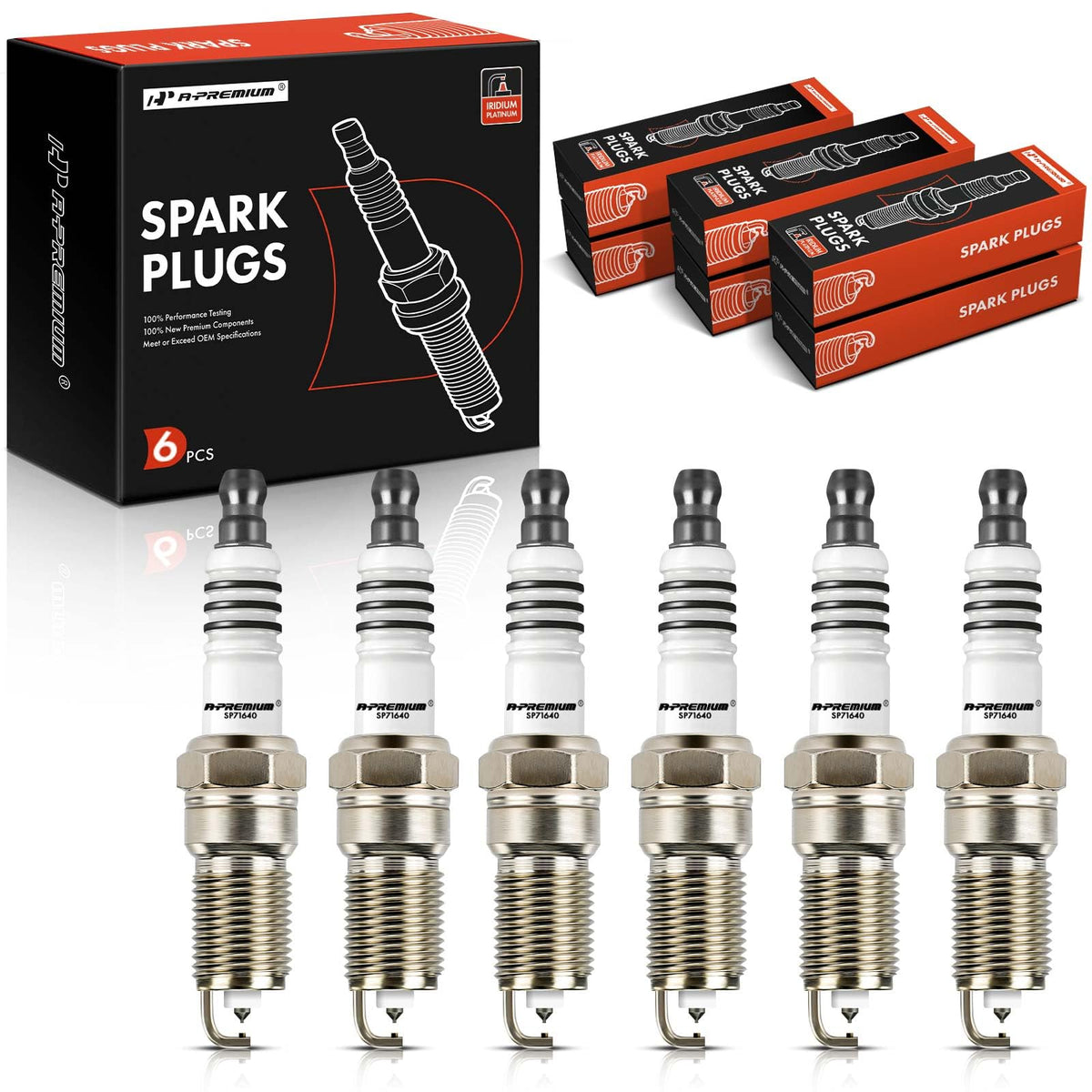 A-Premium 6PCS Iridium Platinum Spark Plugs Compatible with Buick, Chevrolet, Ford, GMC & Mazda Vehicles - Regal, Equinox, Impal