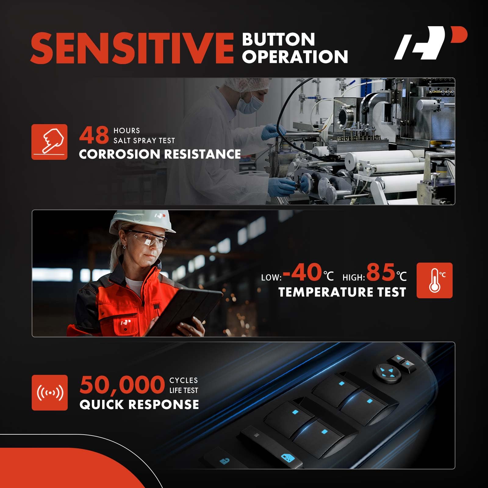 A-Premium Power Window Switch Compatible with Ford Escape 2013-2019, Focus 2012-2018, Transit Connect 2014-2019, Replace# BM5T14529BA