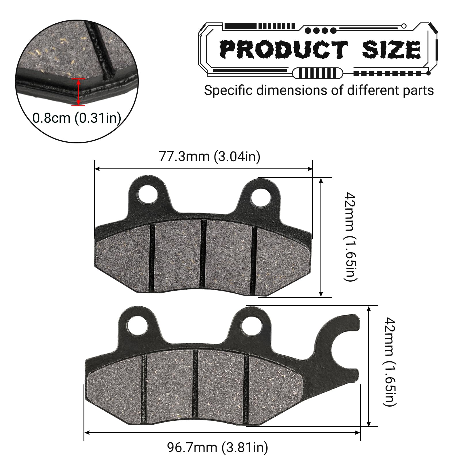 Locopow Front Rear Brake Pads For Kawasaki Ninja 250R 300 400 Ex250 Ex300 Ex400 2008-2023 W175 2018-2019 Z250Sl 2014-2018 Z400 Klr650 Eliminator 125 W800