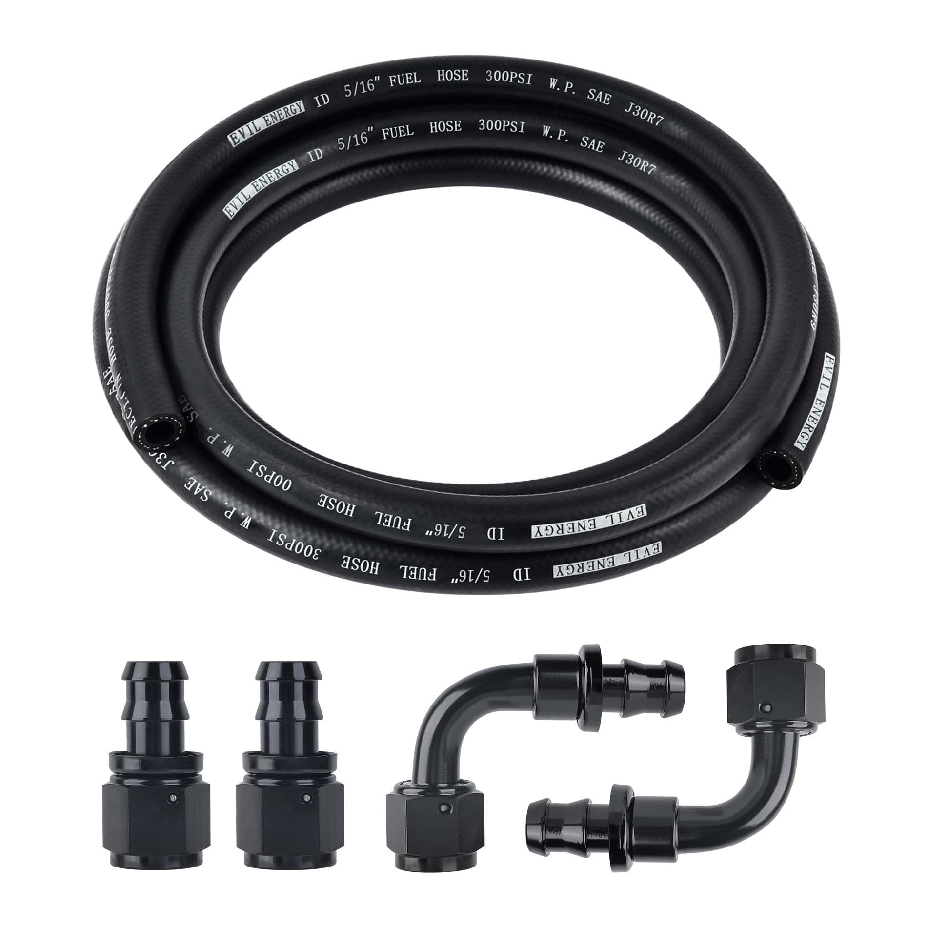 EVIL ENERGY 5/16 Fuel Hose Line Kit, 4AN Push Lock Hose Kit NBR SAE 30R7 10FT