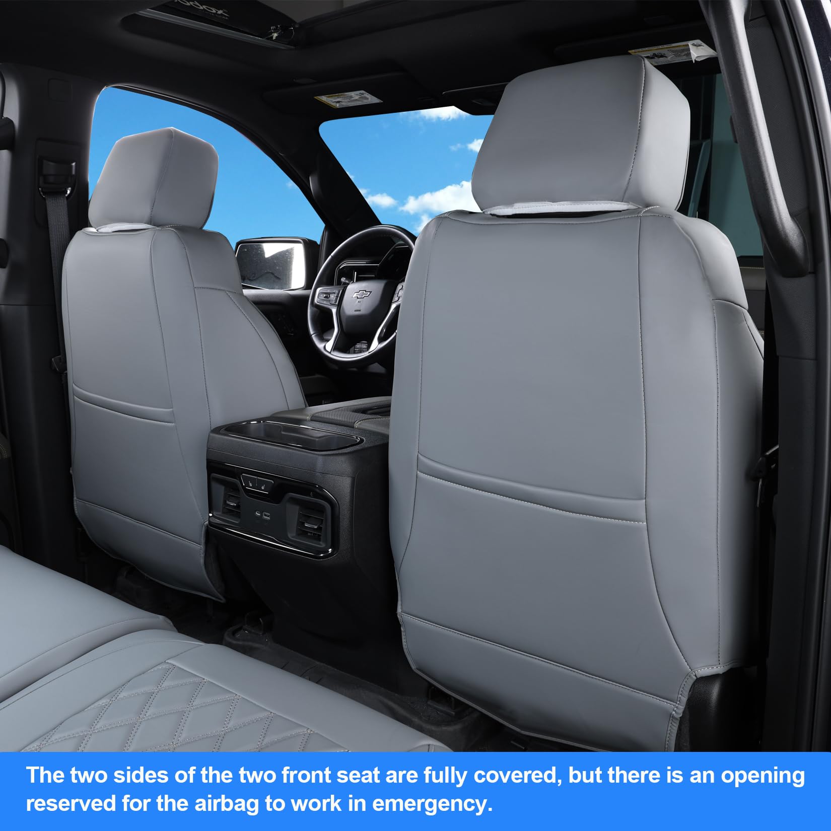 Tandi Custom Fit Silverado Seat Covers Full Set With Faux Leather, Fit For Chevy Silverado 2014-2018 And For Gmc Sierra 1500 And