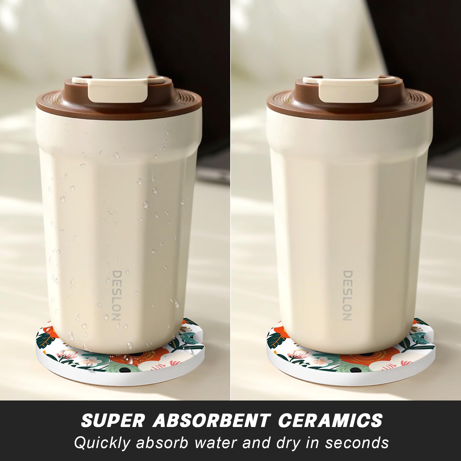 Aiawoxc Car Cup Holder Coasters, 2 Pack Universal Auto Anti Slip Insert Coaster With A Finger Notch, Cute Car Assecories For Wom