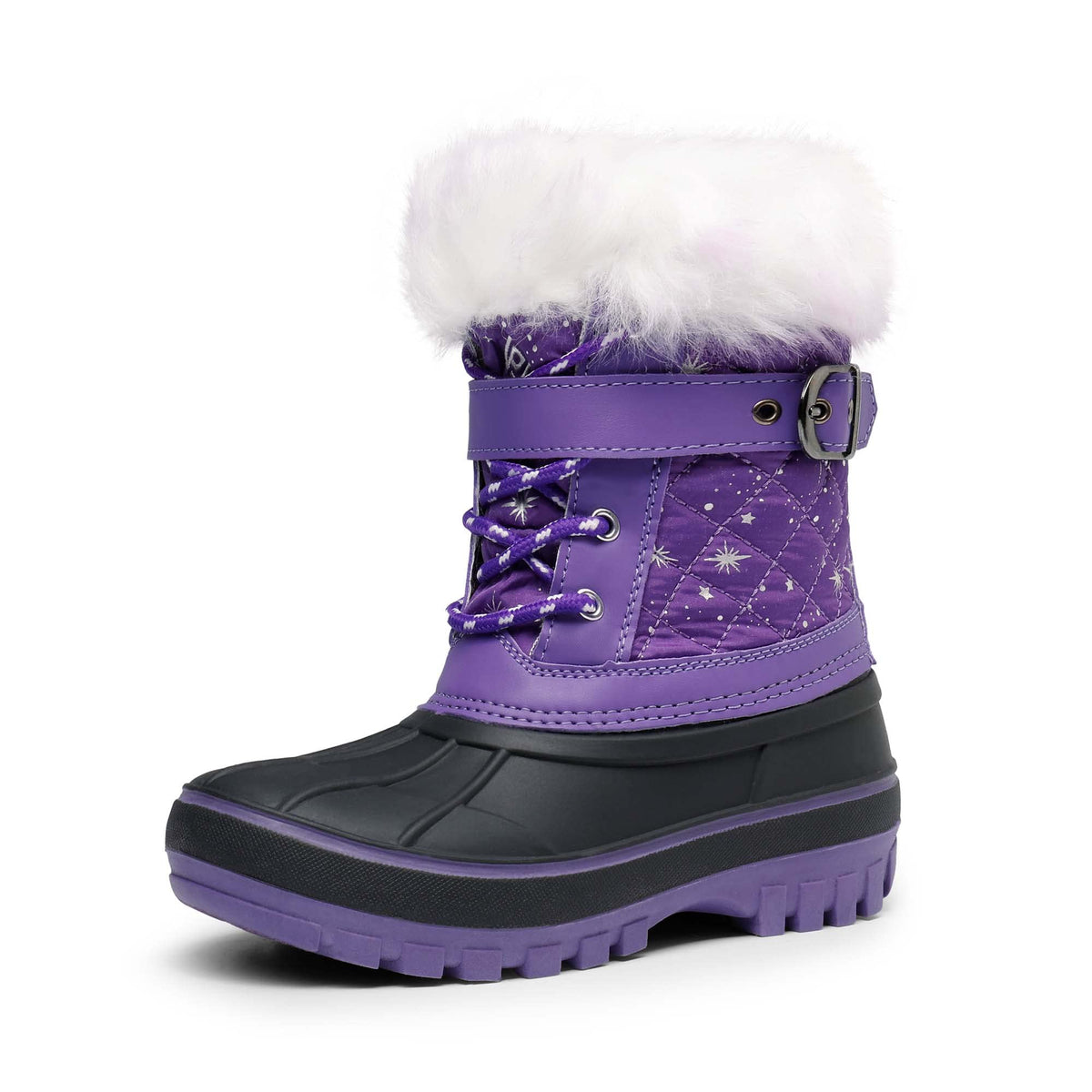 Dream Pairs Boys Faux Fur-Lined Insulated Waterproof Winter Snow Boots Kriver-3 Purple 9 Toddler