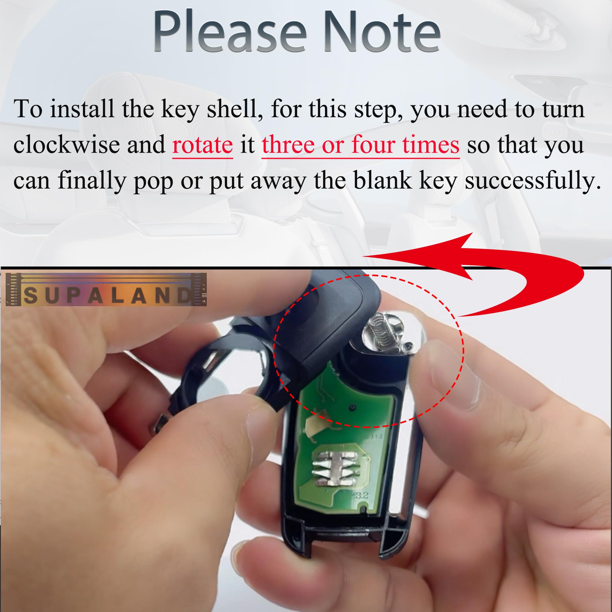 SUPALAND Key Fob Shell Case Replacement Fits for Chevy Cruze Malibu Equinox Sonic Impala GMC Terrain Buick Lacrosse 2011-2016 Ke