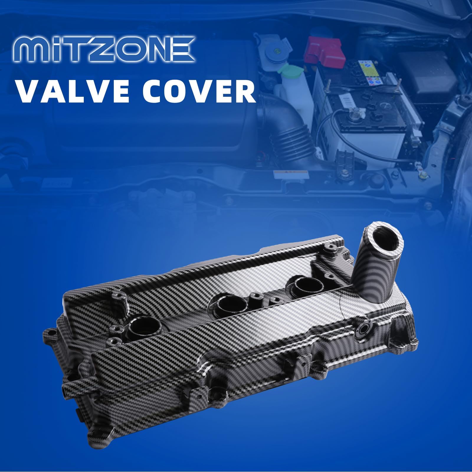 Mitzone Carbon Strip Type Vq35De Left And Right Aluminum Valve Cover With Tube Compatible With Infiniti G35 M35 Fx35 For Nissan