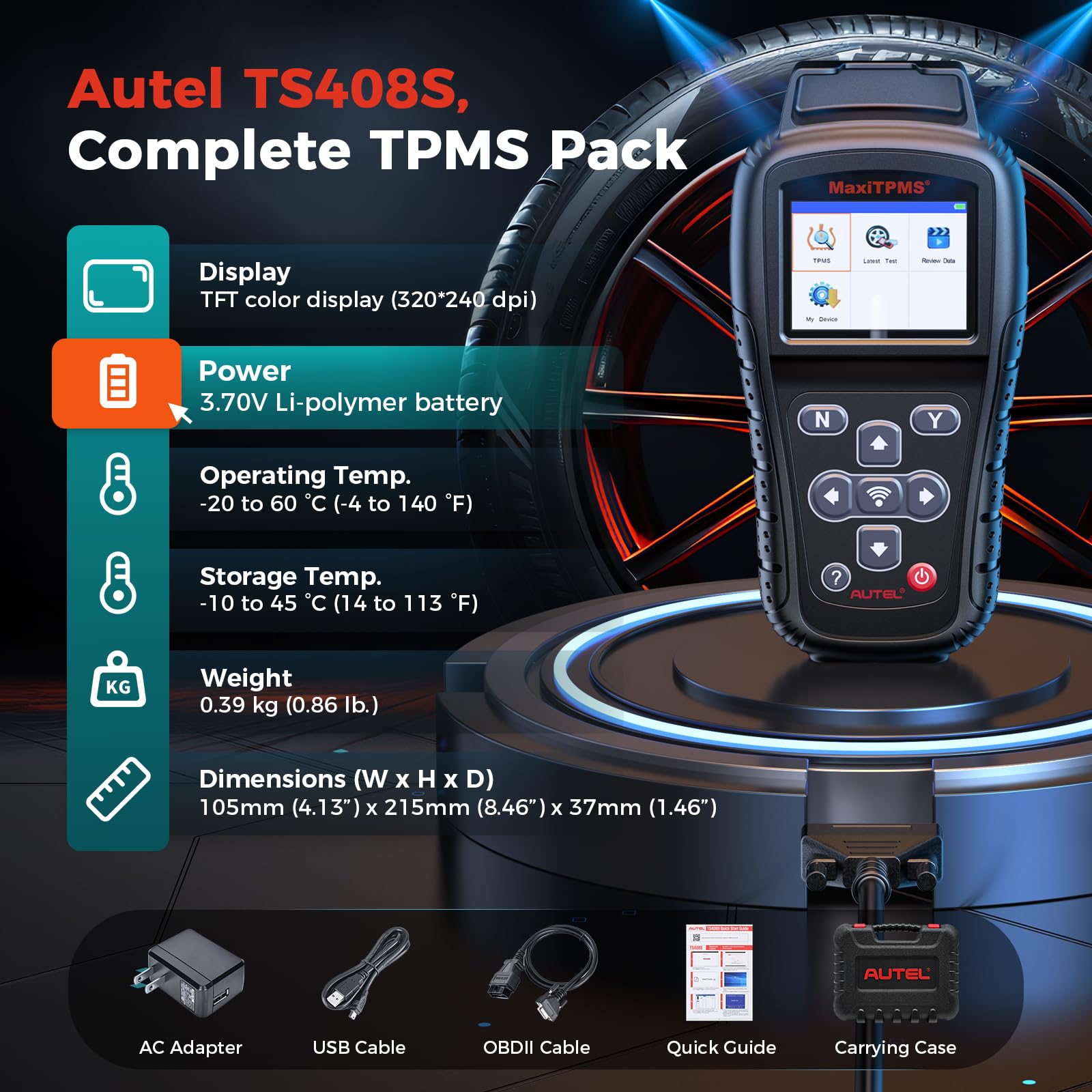 Autel MaxiTPMS TS408S, TPMS Programming Tool Upgrade of TS501 TS508, All Sensors Relearn Activate Tool, Program Autel MX-Sensor 315/433MHz, TPMS Reset Read Clear DTCs Lifetime Update