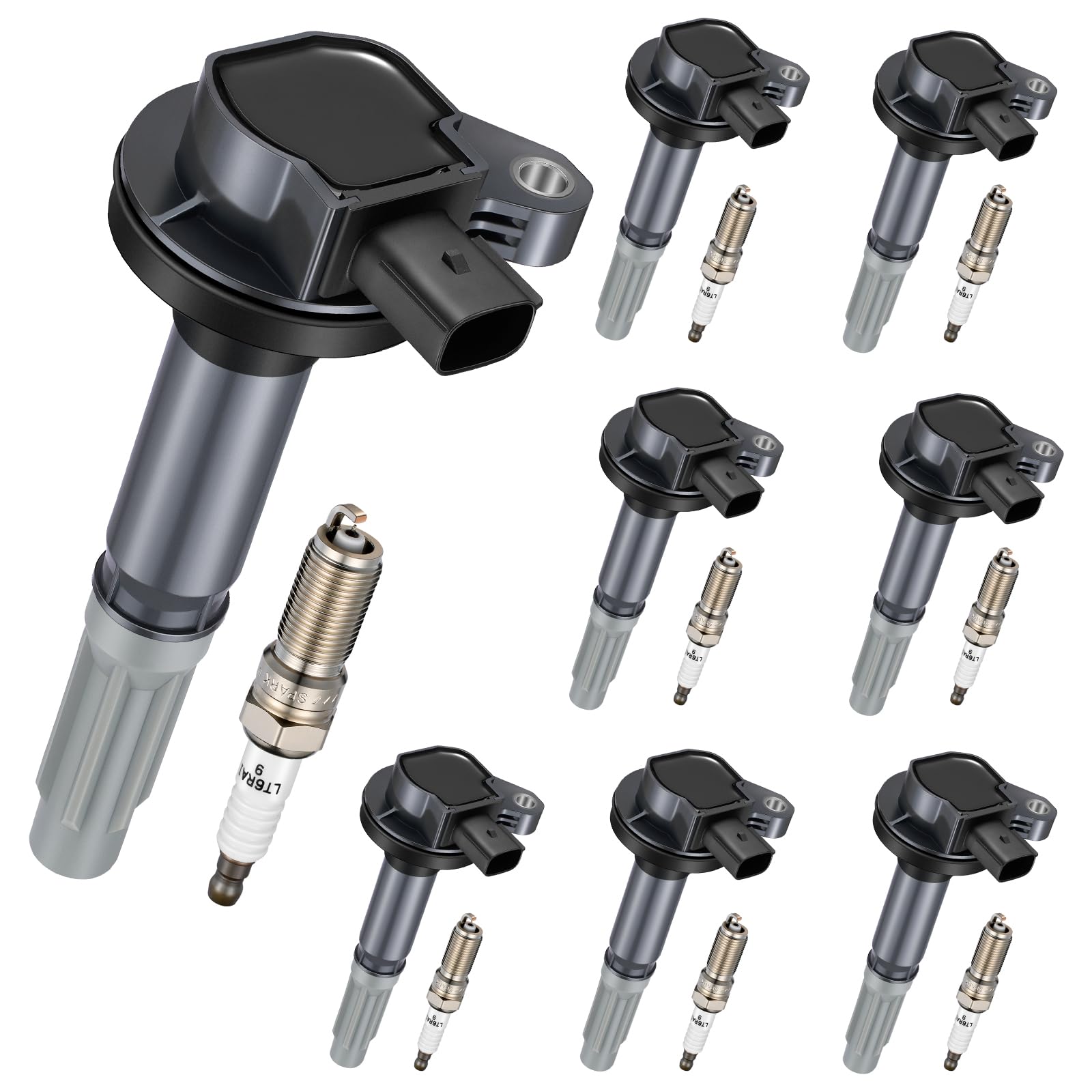 SYKRSS UF622 Ignition Coil Pack & SP548 Spark Plug Kit, Misfire Fix for Ford F-150 Mustang 2011-2015 5.0L V8, Replaces BR3Z12029