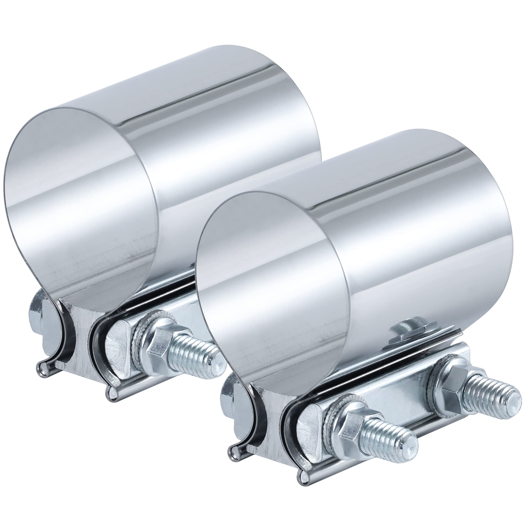 Vitonsbay 2.0 Inch Exhaust Clamp, 2 Inch Butt Joint Exhaust Pipe Muffler Band Clamp Sleeve Coupler Stainless Steel