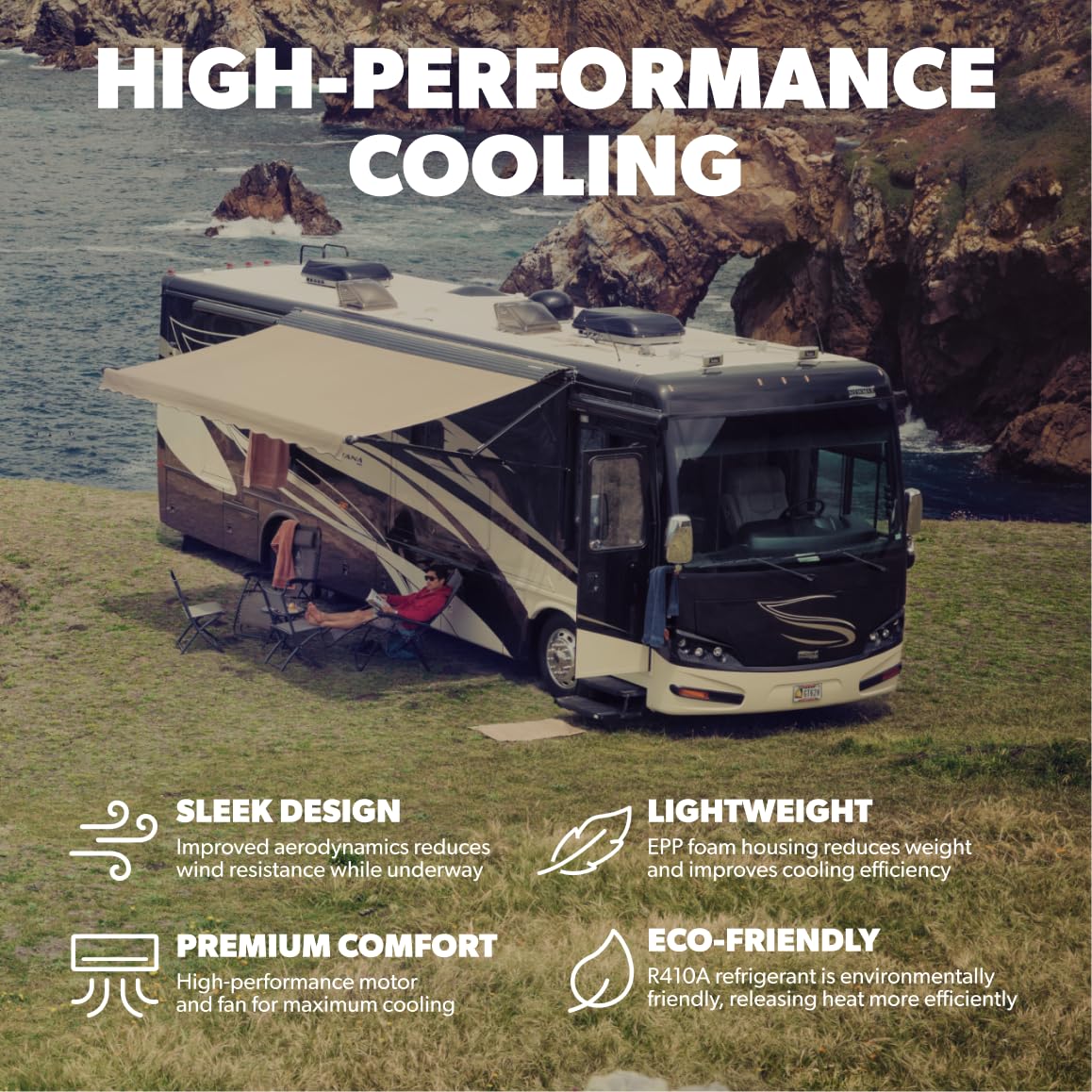 Dometic Penguin Ii Low Profile Rooftop Air Conditioner | 13.5K Btu Ac With Ducted And Non Ducted Application | Portable Air Conditioner For Rvs, Trailers, And Campers-Black