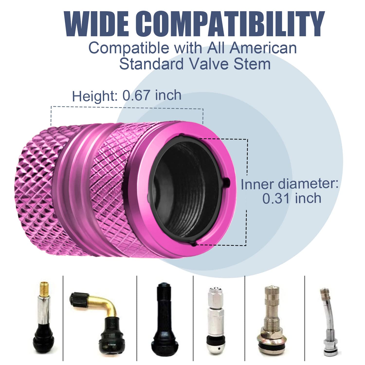 Tire Valve Stem Caps - 4 Pack Anti-Corrosion Premium Anodized Alloy Tyre Air Valve Caps American Flag For Car Suv Bike Pink