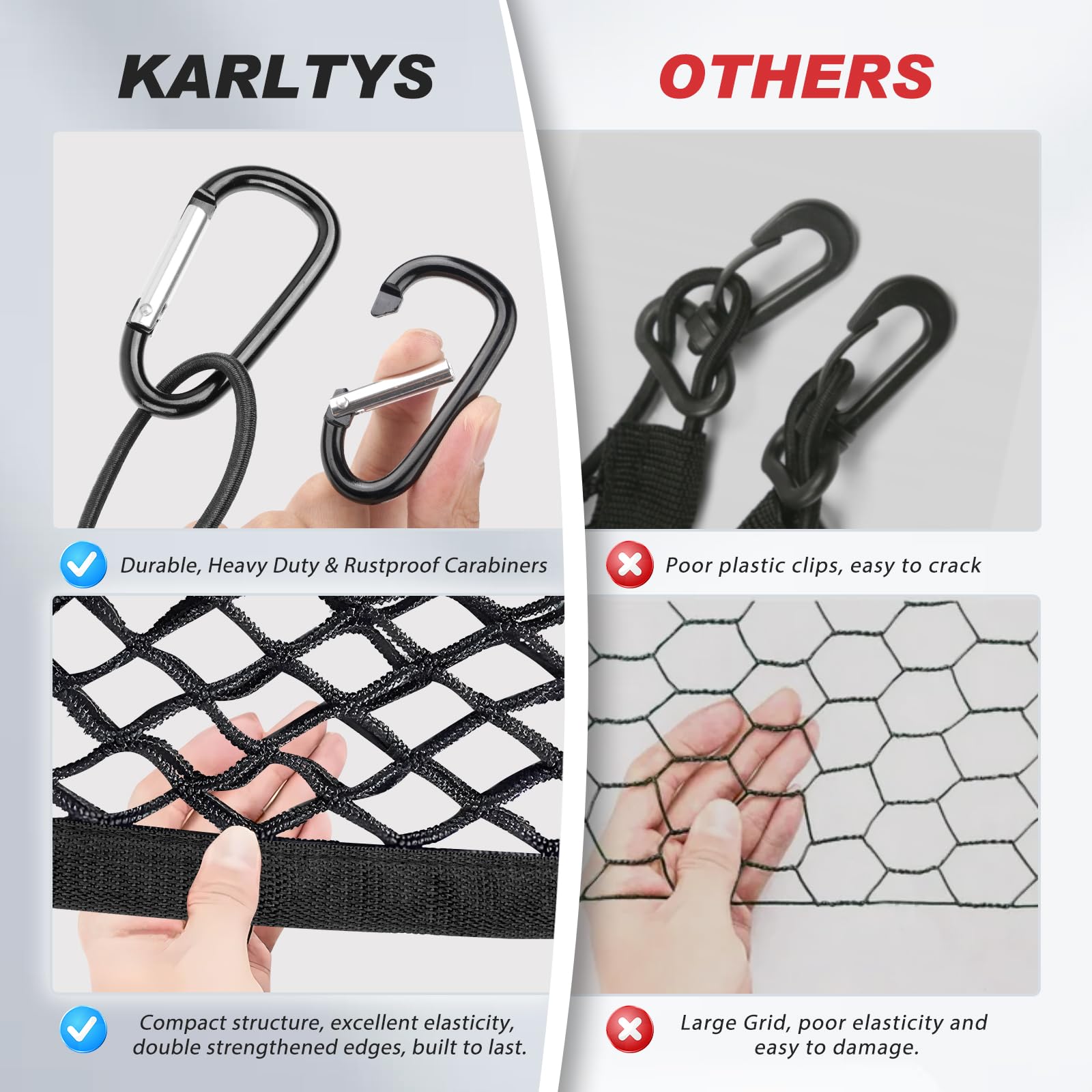 Karltys Envelope Style Cargo Net For 2018-2024 2025 Chevy Traverse Accessories, Elastic Rear Trunk Mesh Cargo Net For Traverse H