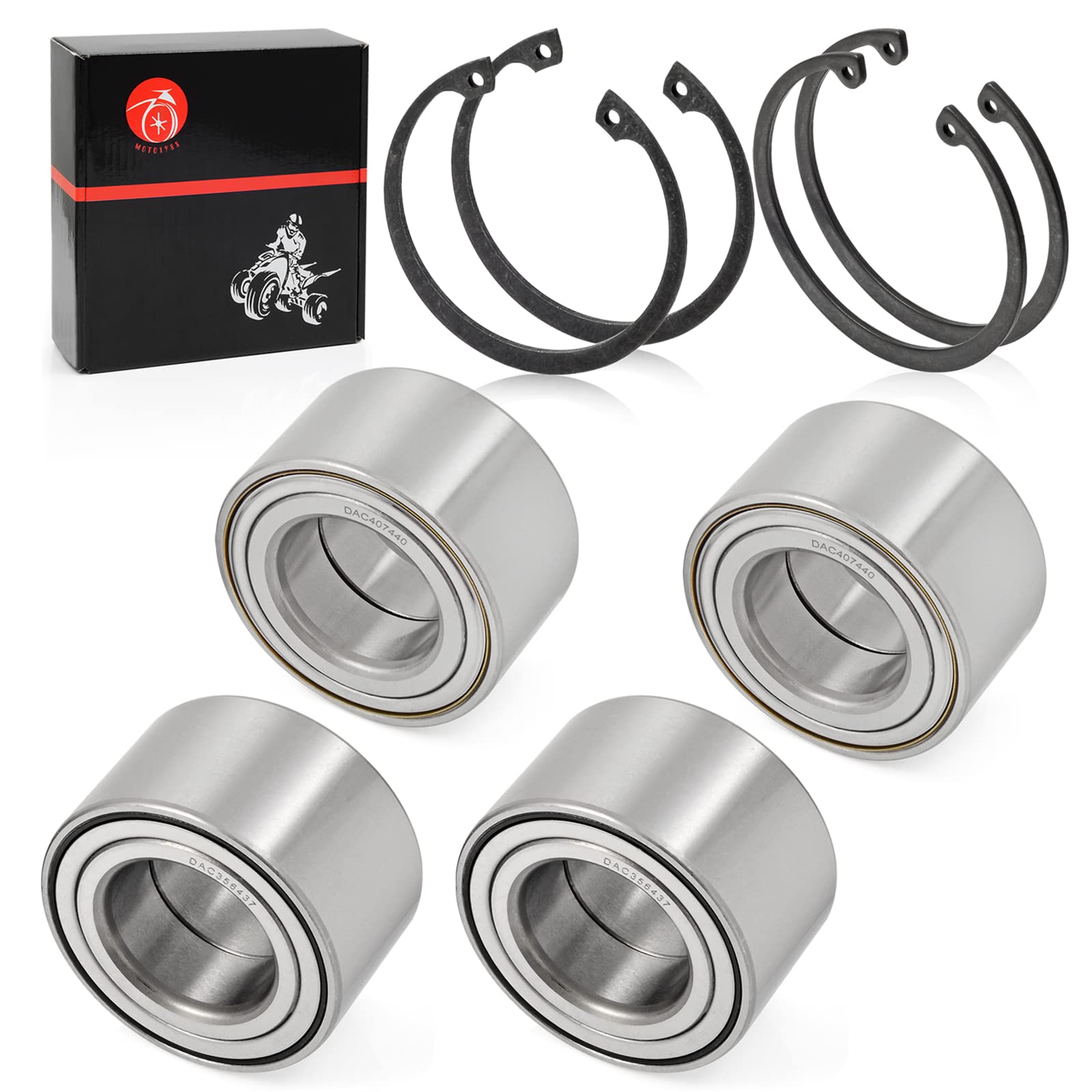 Front & Rear Wheel Bearings Ring Clip For Polaris Sportsman 400 450 500 600 700 2X 3514634 35 * 64 * 37Mm 2X 3514635 40X74X40Mm