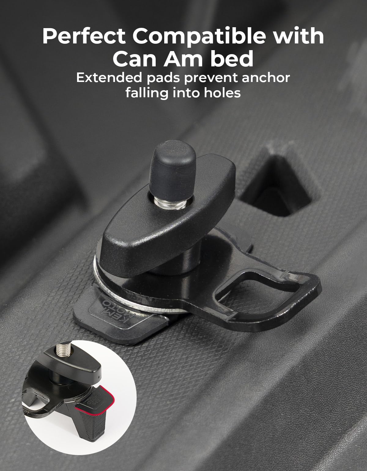 Kemimoto Expandable Anchor Mount, Tie Down Anchors Cargo Anchor Bed Tie Down Tab Kit Compatible With Can-Am Maverick, Defender,