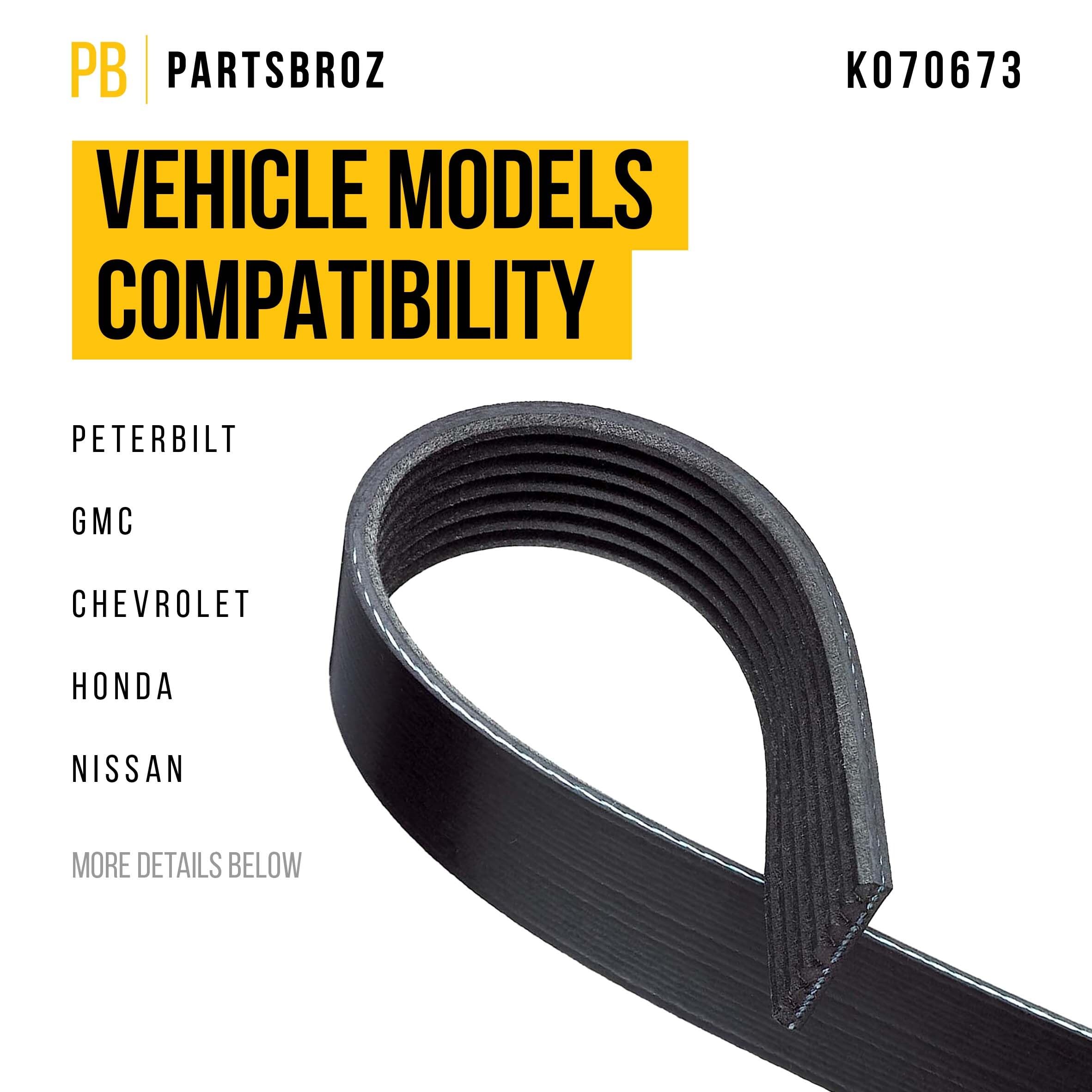 Partsbroz K070673 Micro-V Serpentine Drive Belt - Compatible With Gates Continental Dayco Acdelco Goodyear - Replaces K070673Hd,