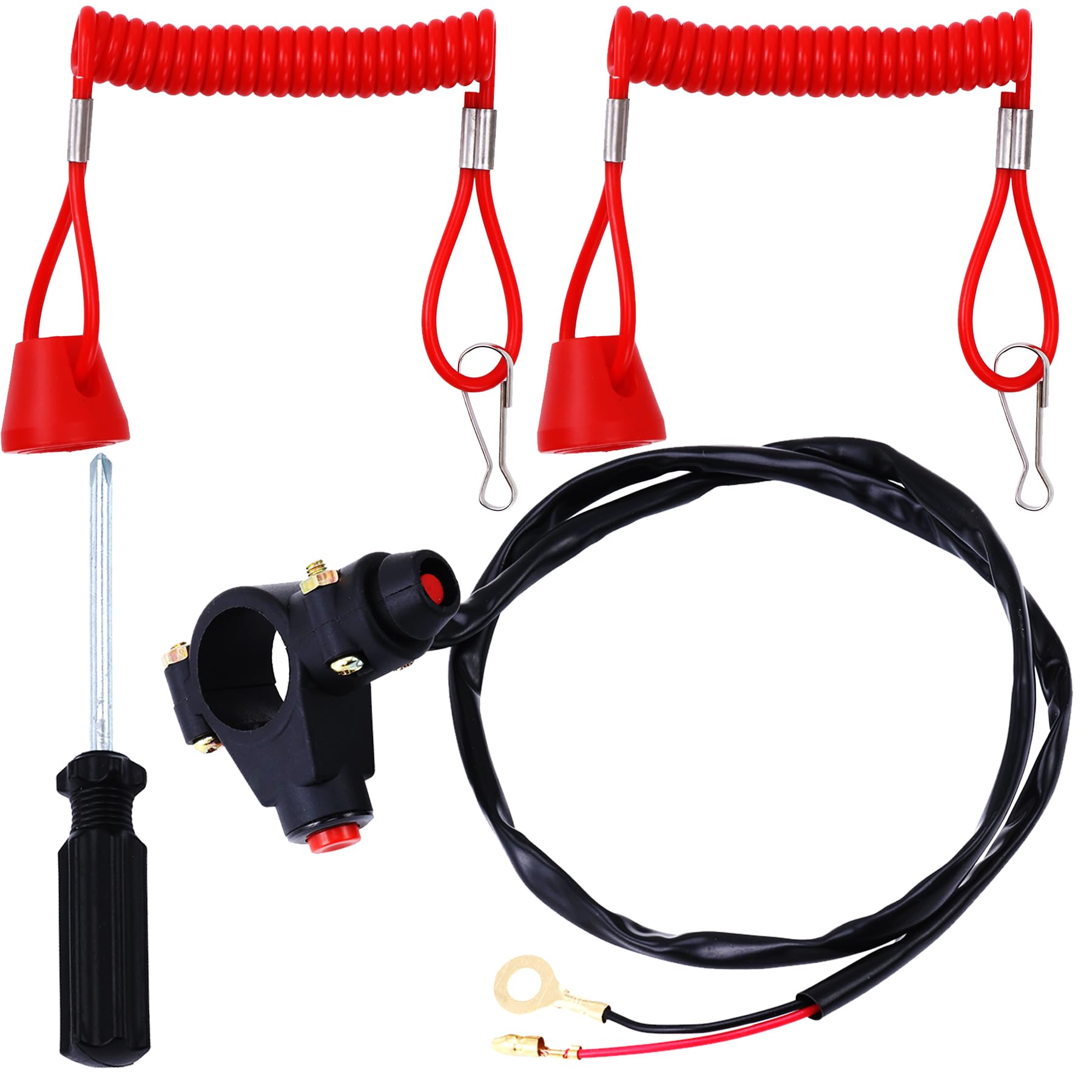 PLAXNS 7/8'' 22mm Handlebar 2 Wire Tether Kill Switch Replacement for 110cc 125cc Taotao Dirt Pit Bike ATV 4 Wheeler Quad Trail 