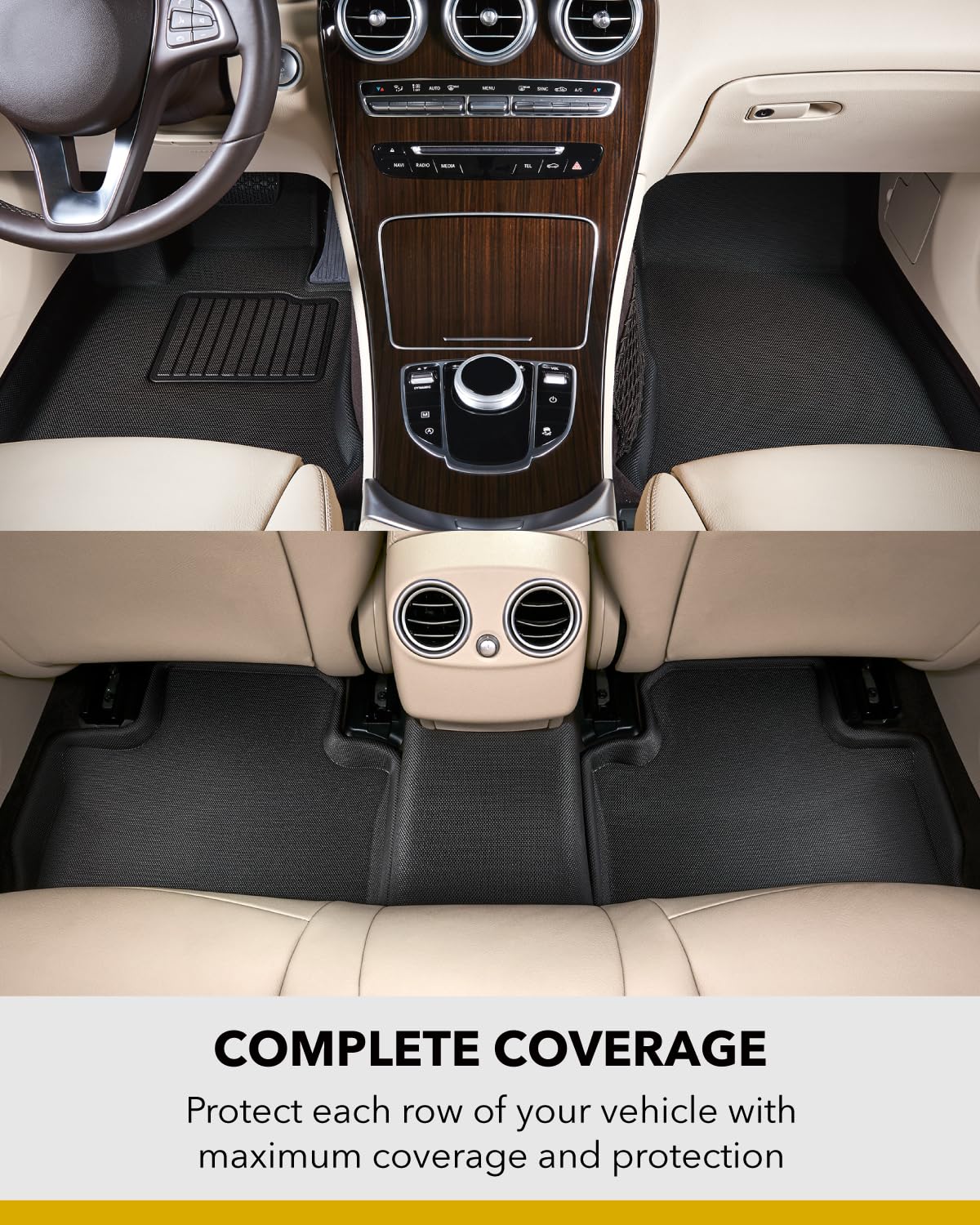 3D Maxpider Custom Fit Kagu Floor Mat (Black) Compatible With Mercedes-Benz Cls-Class (W218) 2011-2013 / E-Class Sedan (W212) 2010-2013 - Front Row