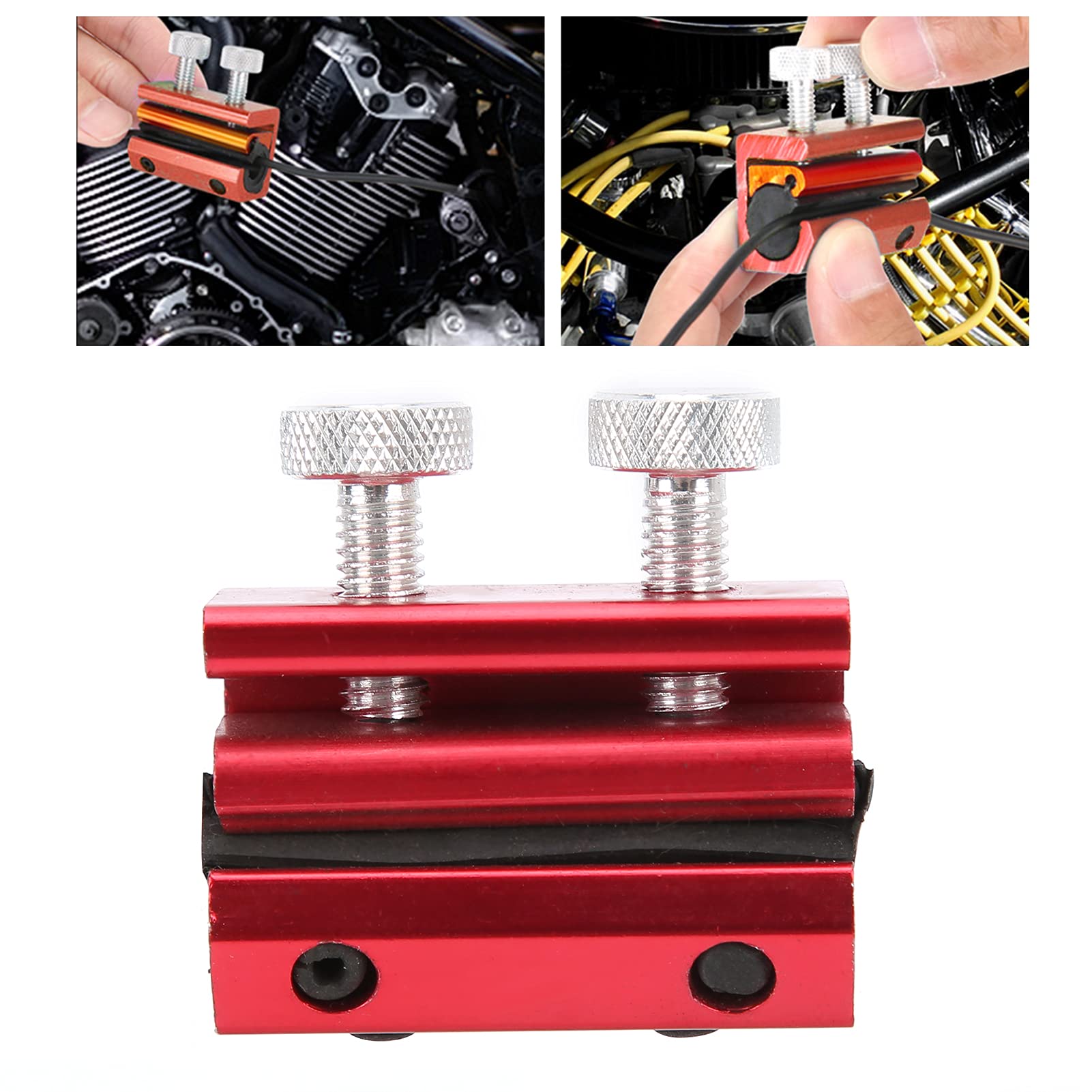 Aramox Cable Lubricator Tool, Chain Lubricator Cable Luber Oiler Lubricator Tool Kit Aluminum + Rubber Replacement For Motorcycle Atv(Red)