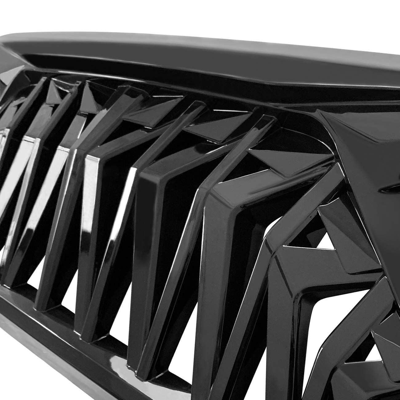 Icars Glossy Black Shark Grill Front Cover For 2007-2018 Jeep Wrangler Jk Jku Accessories & Unlimited, Abs