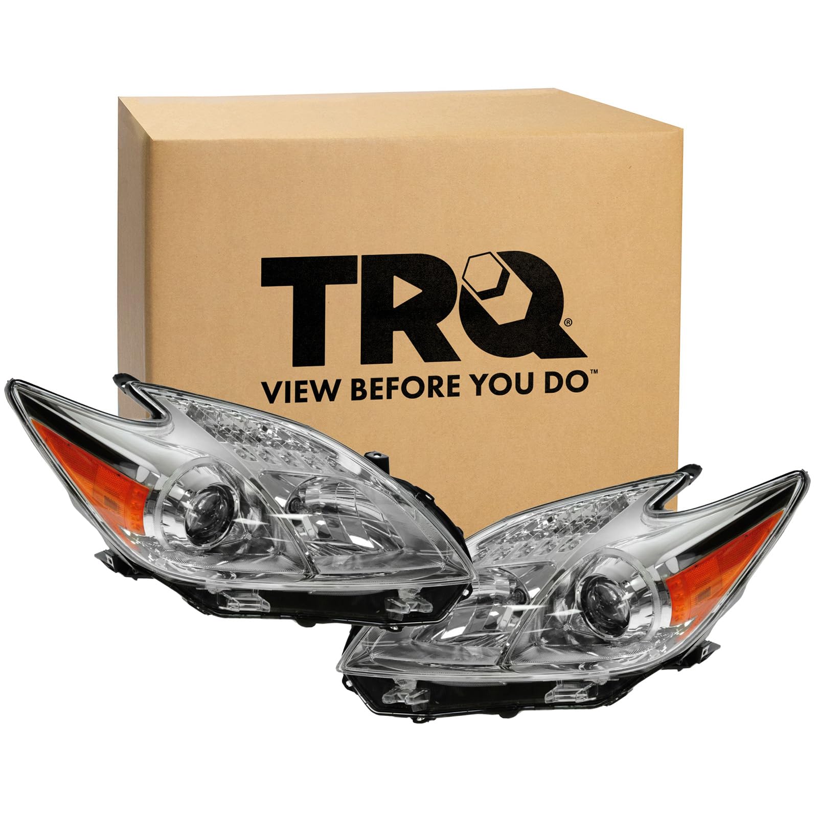 Trq Driver & Passenger Side Headlight Assembly Set Headlights Driver & Passenger Side Compatible With 2012-2015 Toyota Prius To2