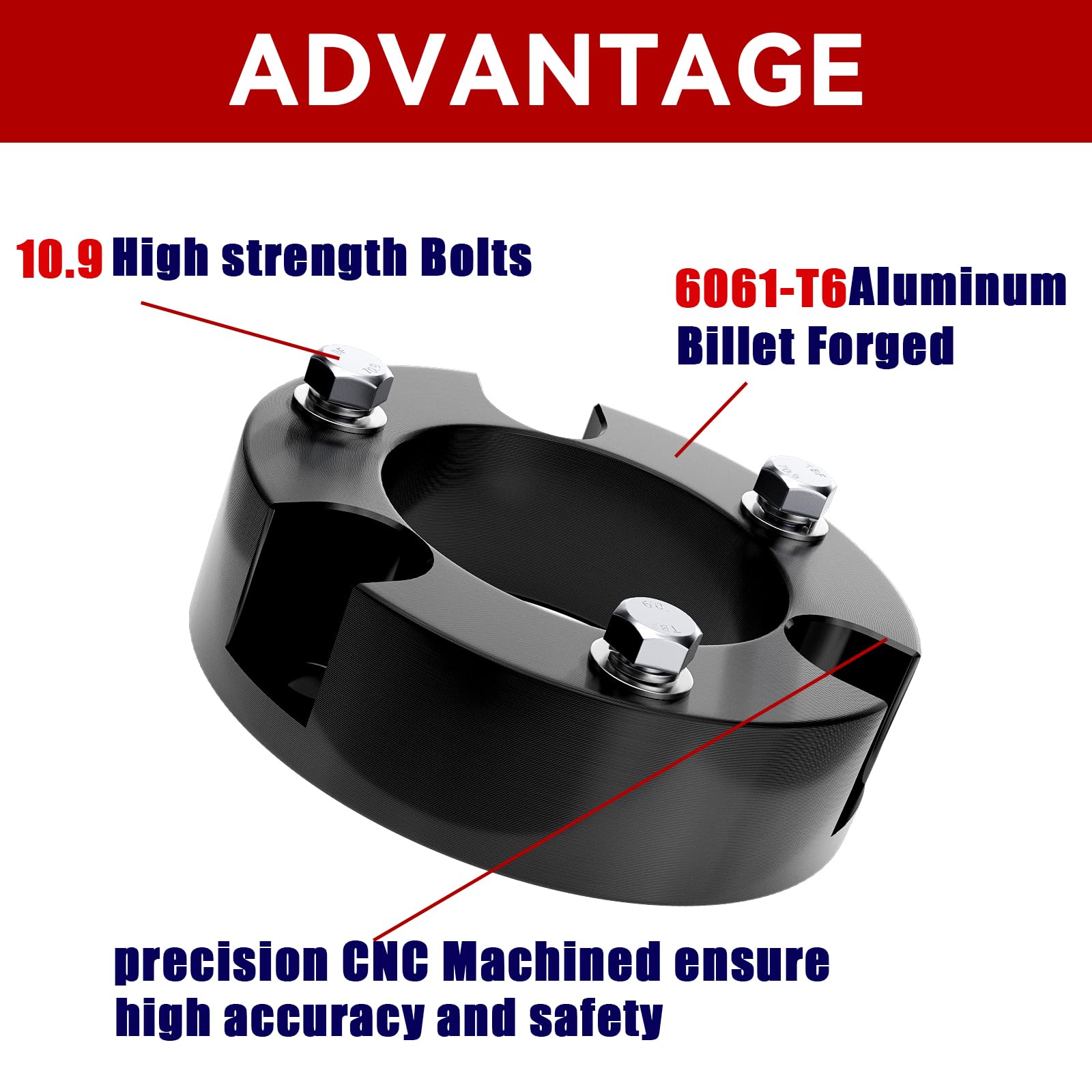 Flycle 3 Inch Front Leveling Lift Kits For 1999-2006 Tundra, 3'' Forged Front Strut Spacers Suitable For Tundra 1999-2006