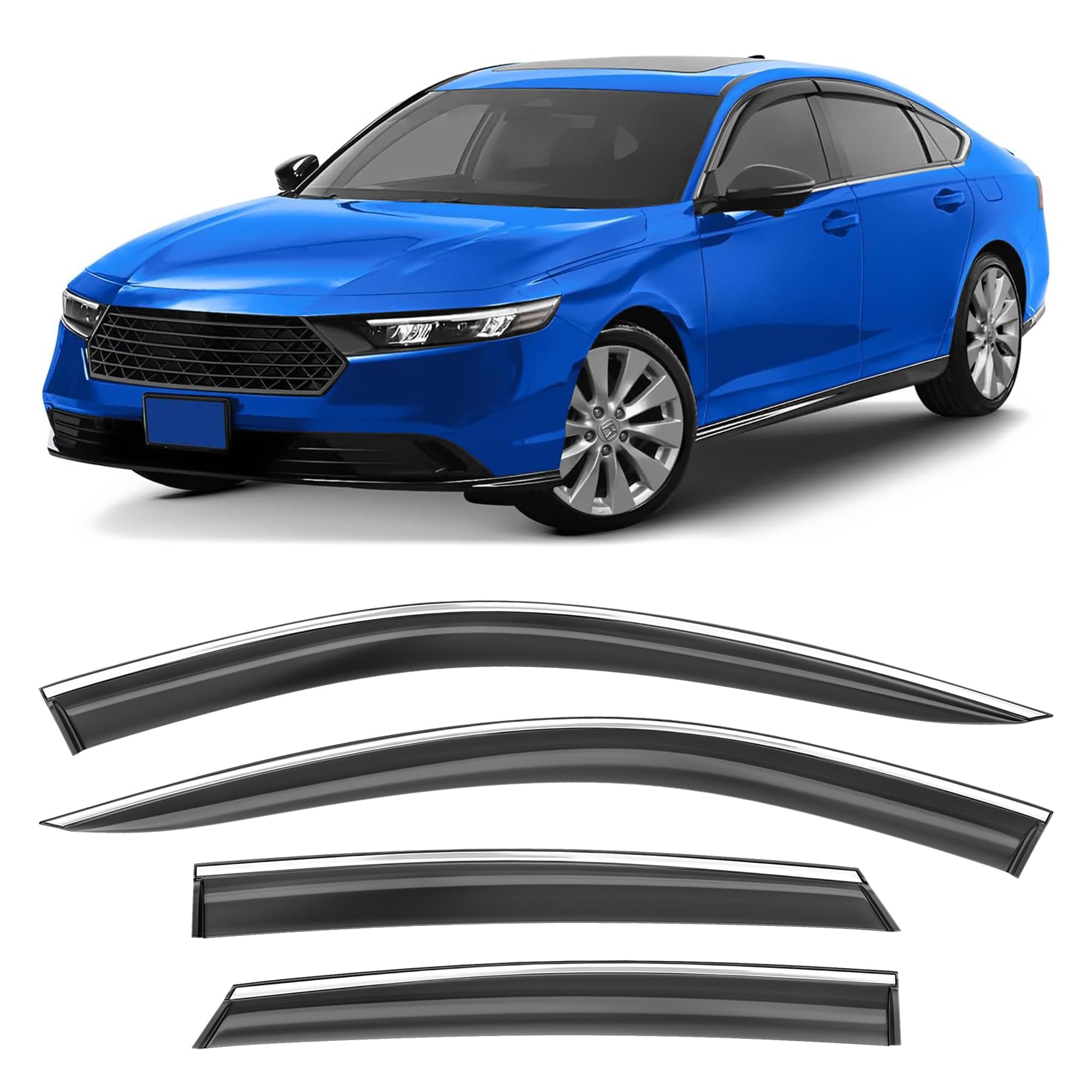 Hope You Ready Shatterproof Tape-On Window Rain Guards Fit For 2023 2024 Honda Accord, Extra Durable Window Deflectors, Vent Win
