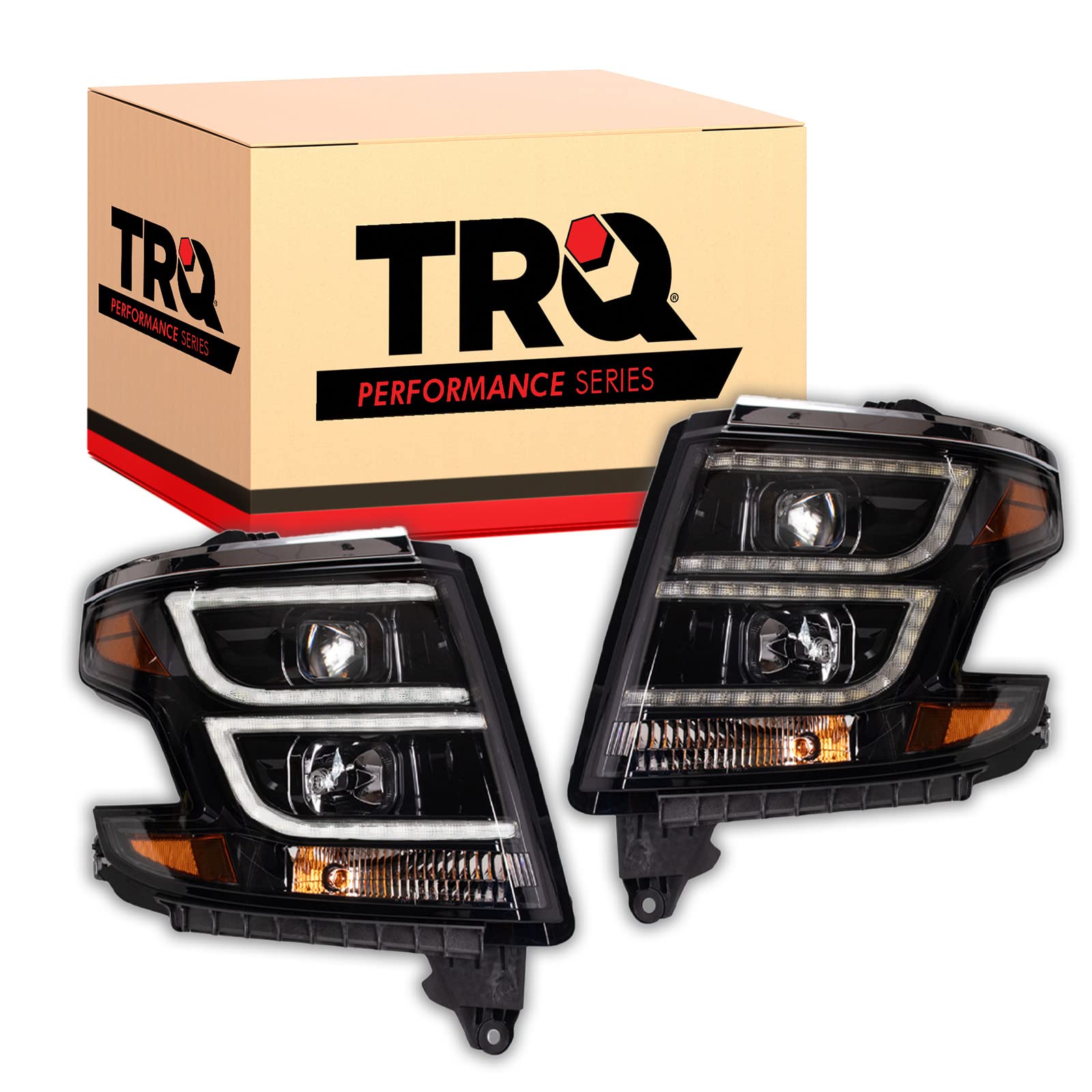 Trq Headlight Assembly Set Headlights Driver & Passenger Side Compatible With 2015-2020 Chevrolet Suburban Tahoe Gm2502405 Gm250