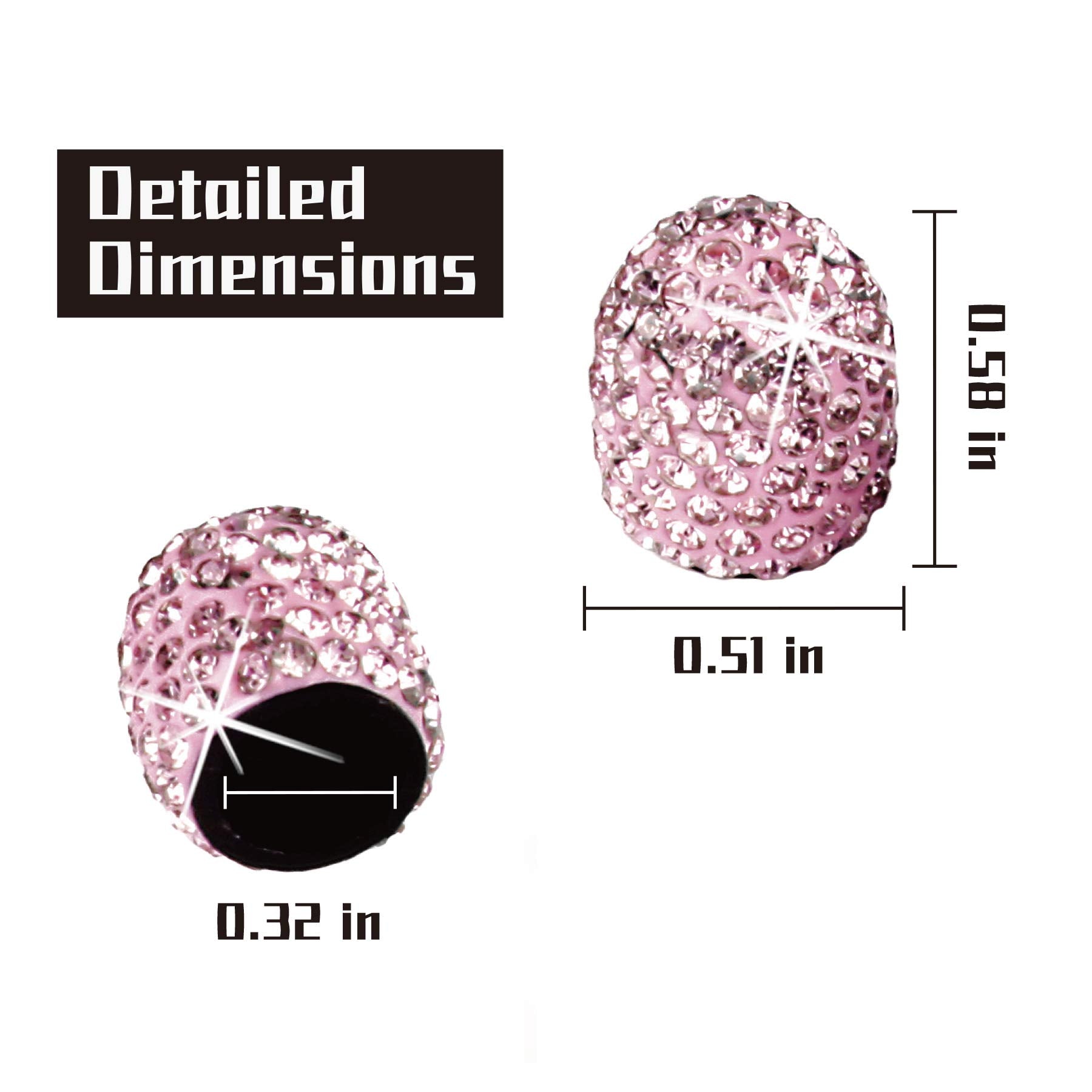 Justtop 4 Pack Handmade Crystal Rhinestone Car Tire Valve Stem Caps, Car Wheel Tire Valve, Attractive Dustproof Bling Car Accessories, Universal For Cars, Trucks And Motorcycles-Pink