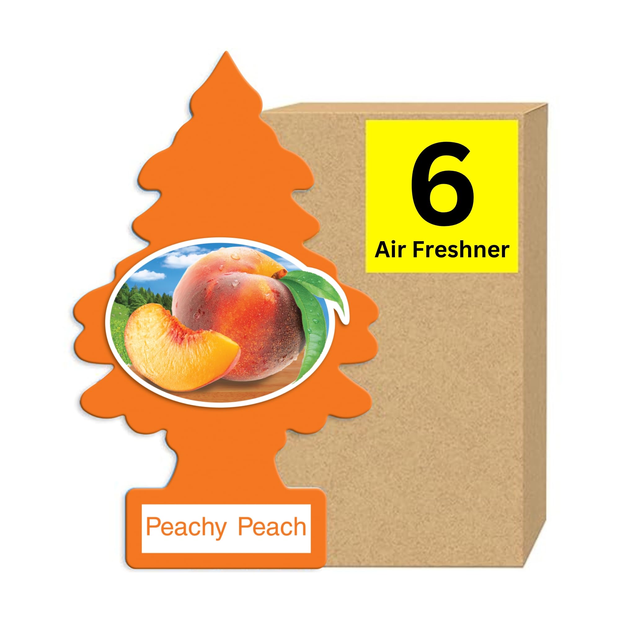 Little Trees Cardboard Hanging Car, Home & Office Air Freshener, Peachy Peach (Pack Of 6)