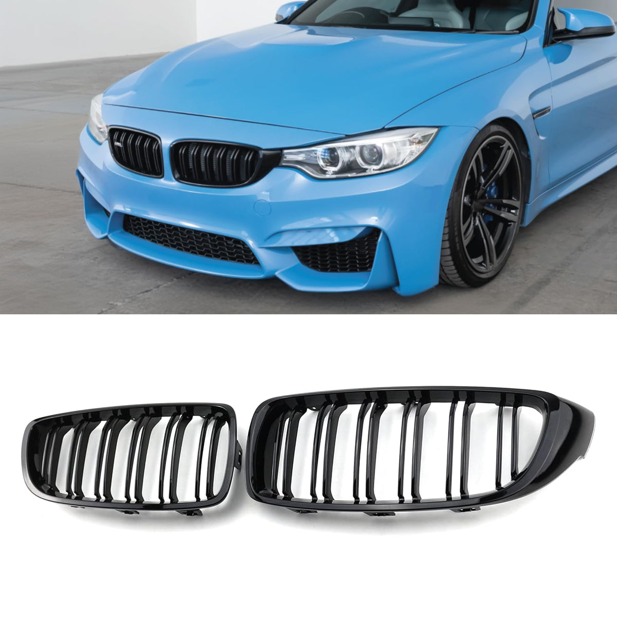 AceRide F32 Grille Front Bumper Kidney Grill Compatible with BMW 4-Series F32 F33 F36 F82 F83 M4 2013-2020 Double Slats Grills(G