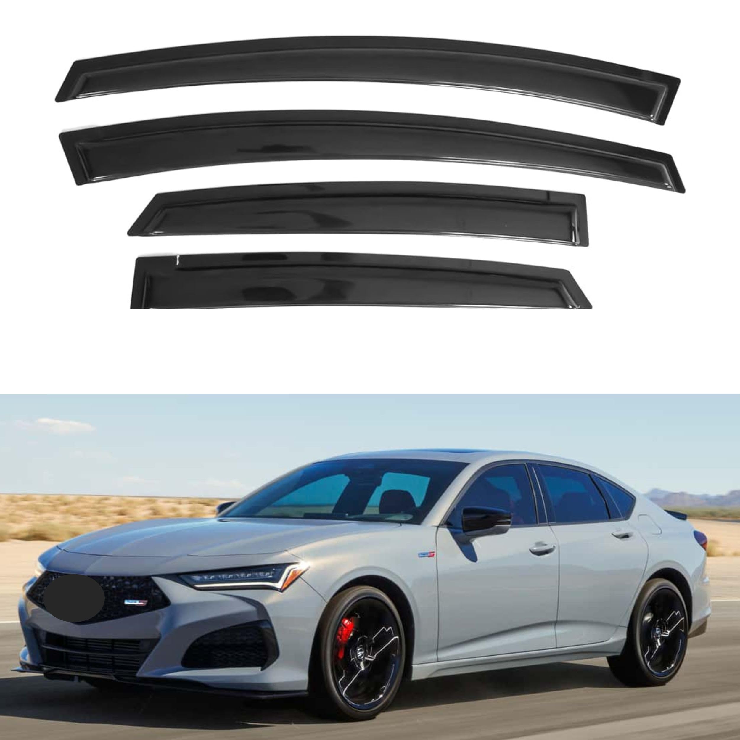 Ig Window Visor For Acura Tlx 2021-2024, Rain Guard Tape-On Extra Durable Sun Wind Side Vent Window Deflector, 2021 2022 2023 20