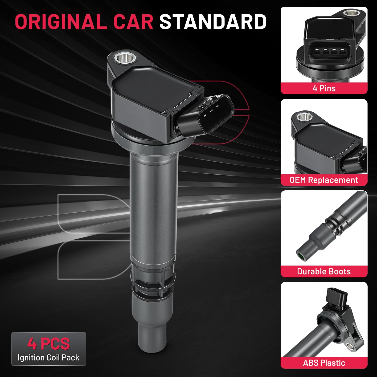 Bdfhyk Ignition Coil Pack Set Of 4 Compatible With Toyota Rav4 4Runner Tundra Camry Sequoia Lexus Gx460 Ls460 Is250 Is350 Ls460