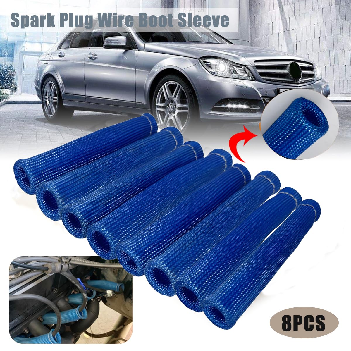 Spark Plug Wire Heat Shield 8Pcs Spark Plug Boots Thermal Protection Sleeve 1200 Degree 6 Inch Spark Plug Heat Cover Wrap For Ca