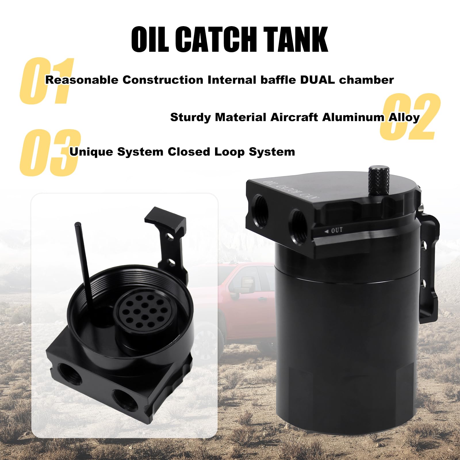 RULLINE Oil Catch Can Compatible with 2014-2018 Chevy Silverado 1500 GMC Sierra 1500 2015-2020 Chevy Tahoe Suburban GMC Yukon