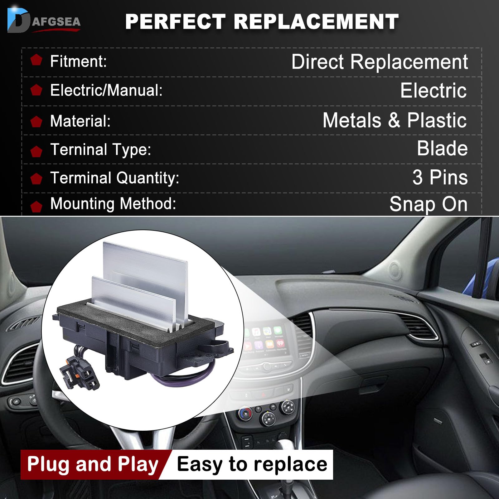 Blower Motor Resistor Heater Fan Control Module for 2003-2007 Chevrolet Silverado Avalanche Suburban Tahoe, GMC Sierra Envoy Yuk