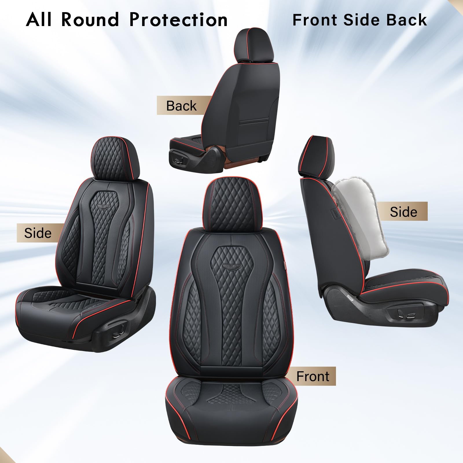 Coverado Seat Covers, Car Seat Covers Front Seats, Black Car Seat Cover, Waterproof Leather Seat Covers, Seat Cushion, Front Car