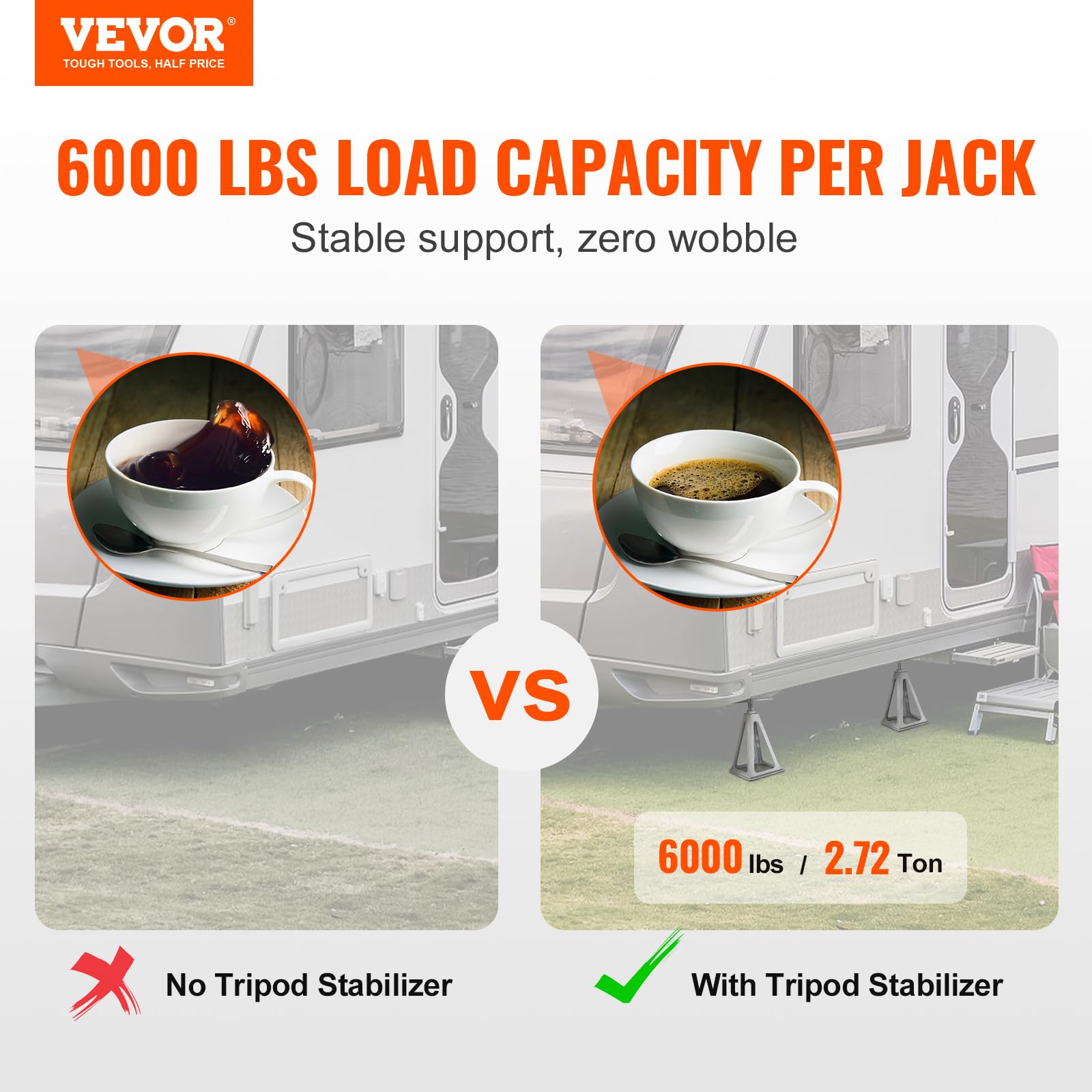 Vevor Rv Stabilizer Jacks, 4 Pack Aluminum Rv Leveling Jacks, Rv Stack Jacks For Rv Travel Trailer Camper, Single Screw Jack Support Up To 6000 Lbs, Adjustable From 11 Inch To 17 Inch