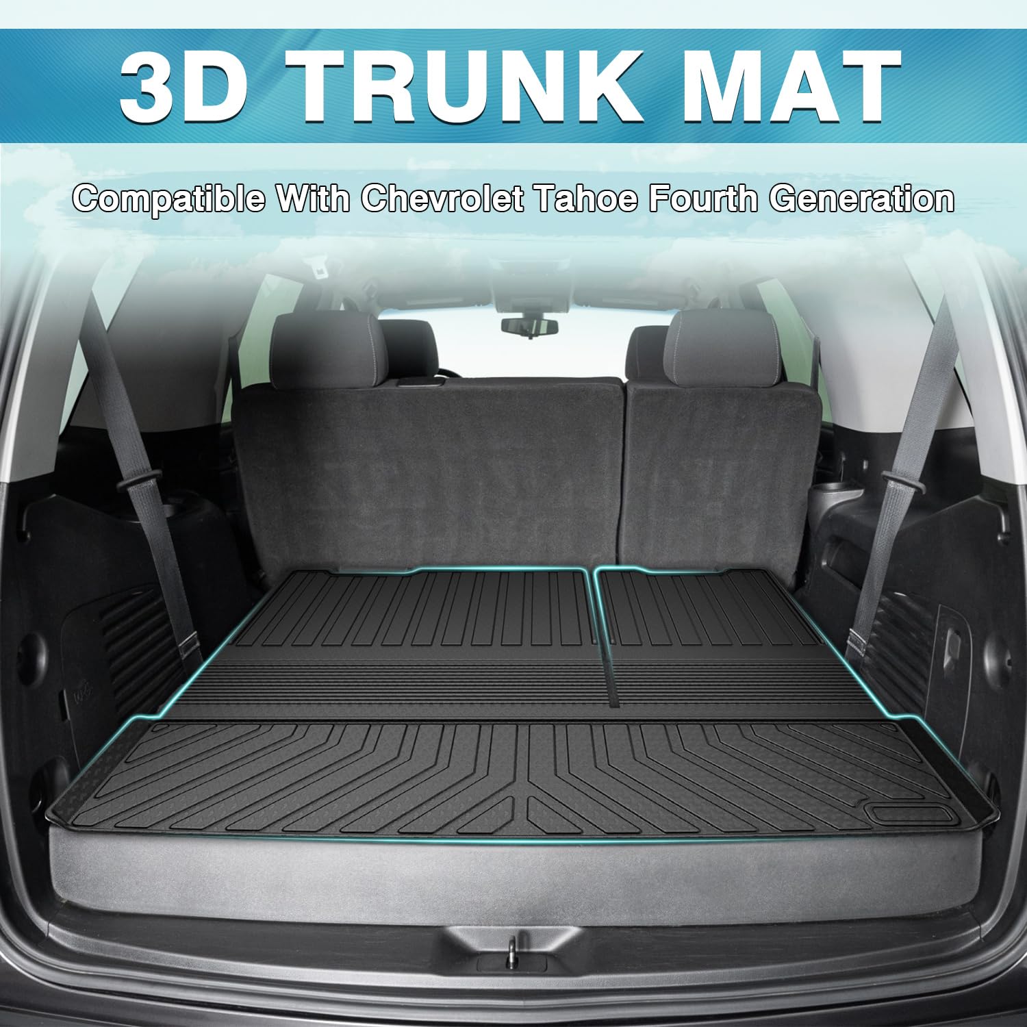 Mixsuper Cargo Liner for Tahoe 2015-2020, Trunk Mat for Tahoe Accessories All Weather Cargo Mat Rear Trunk Liner Black
